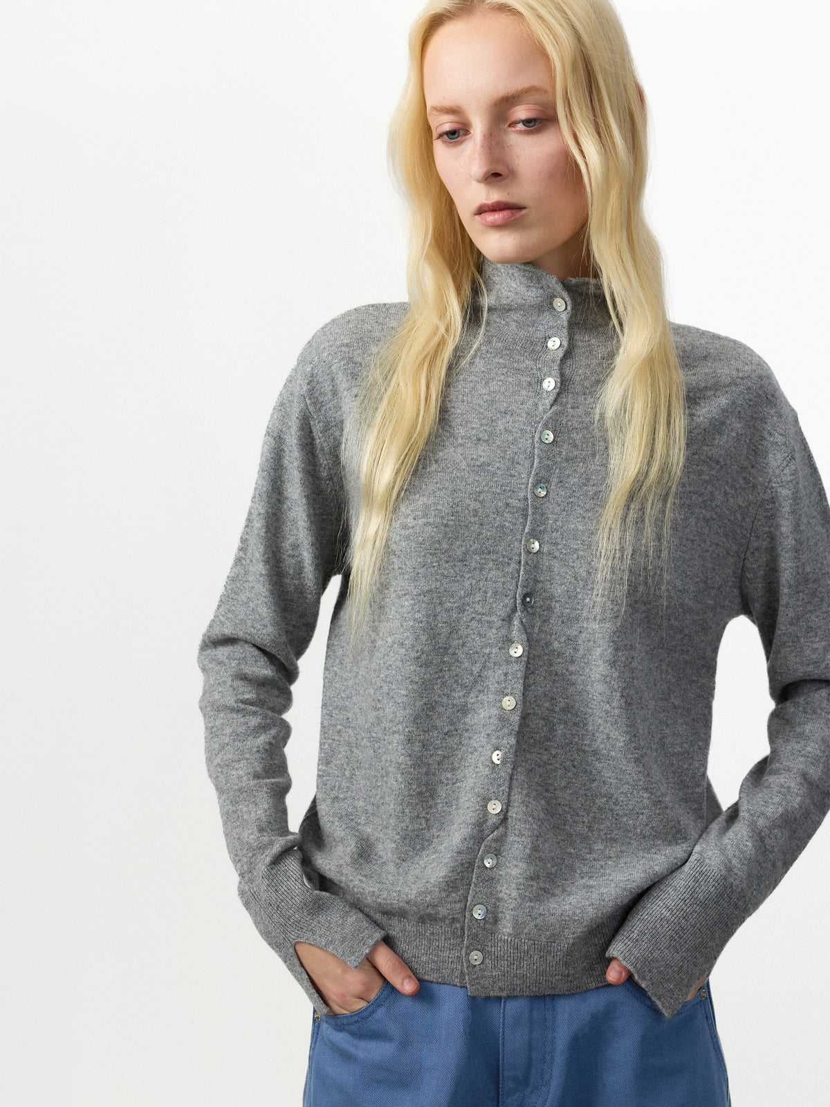 Relaxed Knit Cardigan Jacket in 100% Wool-8