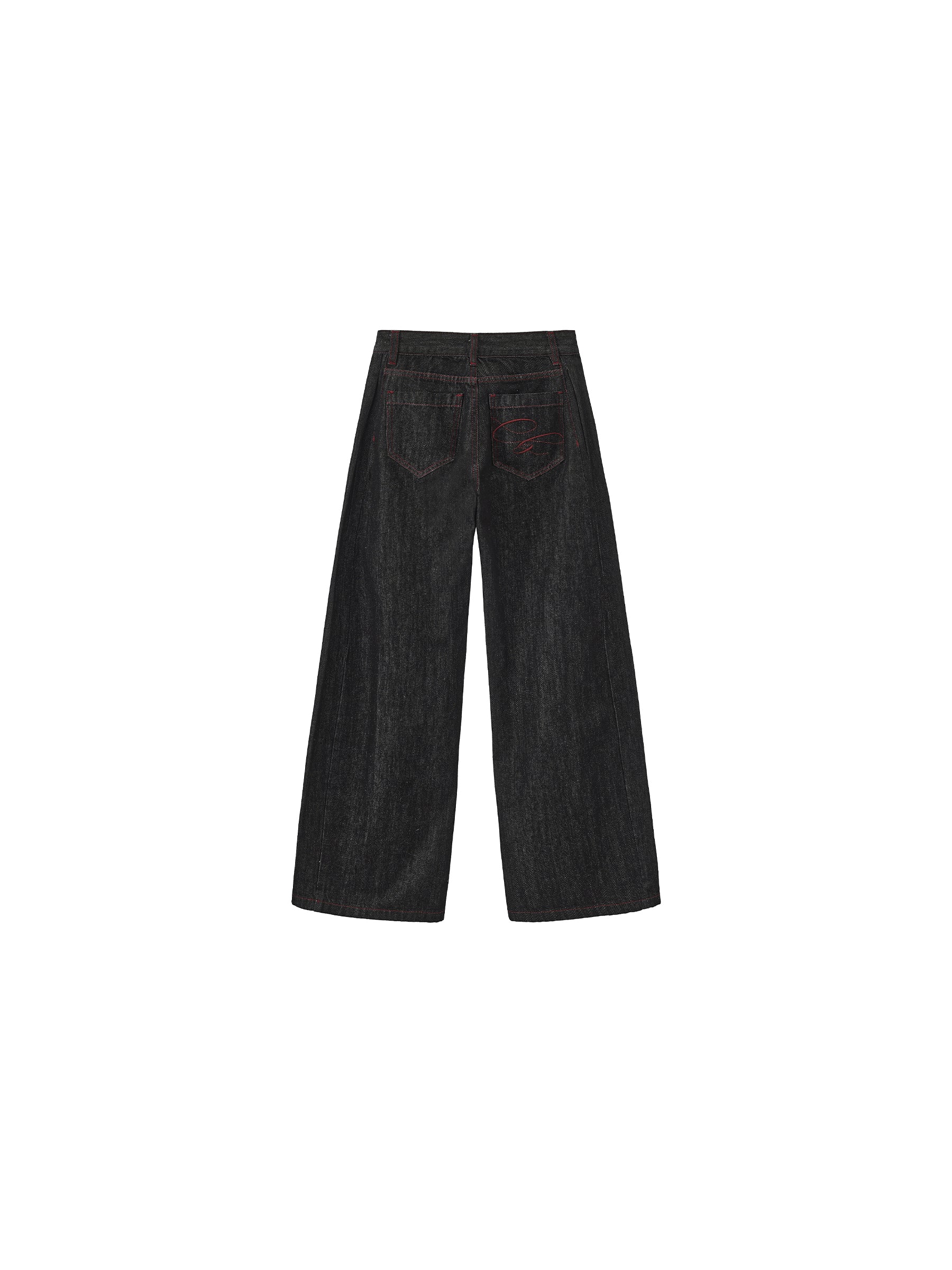Vintage Curved Wide-Leg Trousers-8