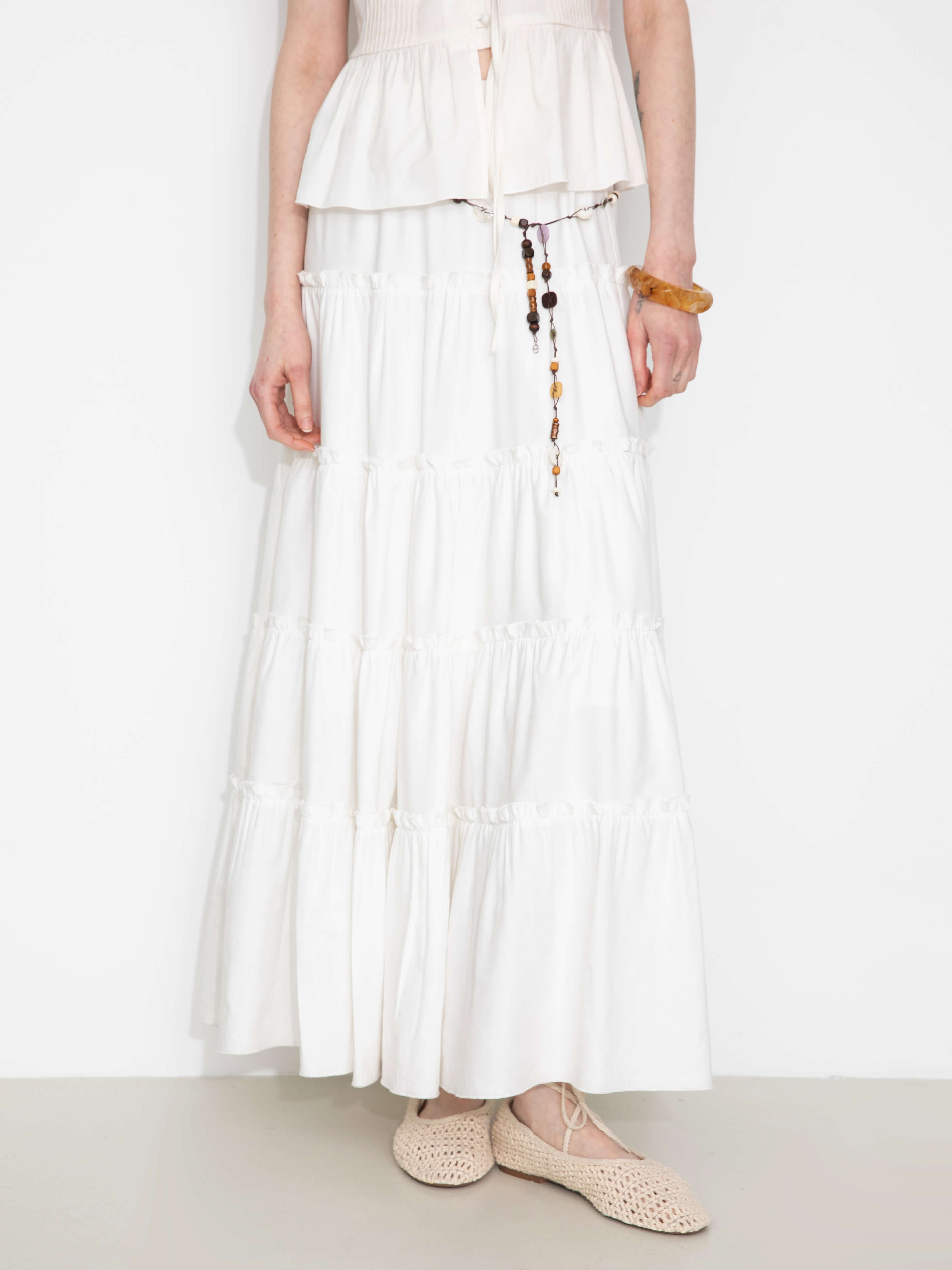 High-Waisted A-Line Maxi Flowy Skirt-9