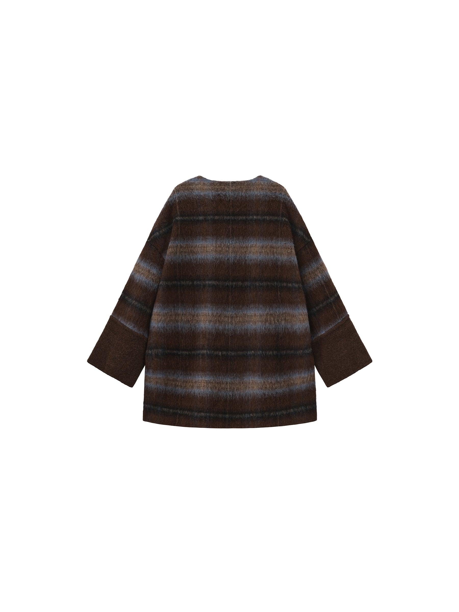 Plaid A-Line Coat with Scarf Collar-8