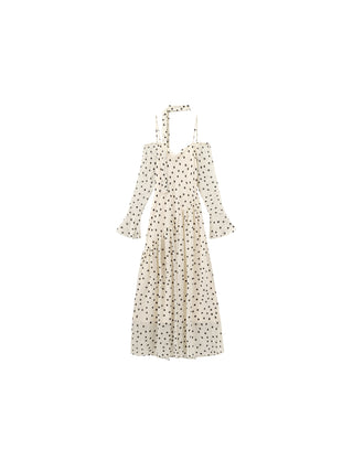 Polka Dot Off-Shoulder Cami Sleeve Maxi Dress