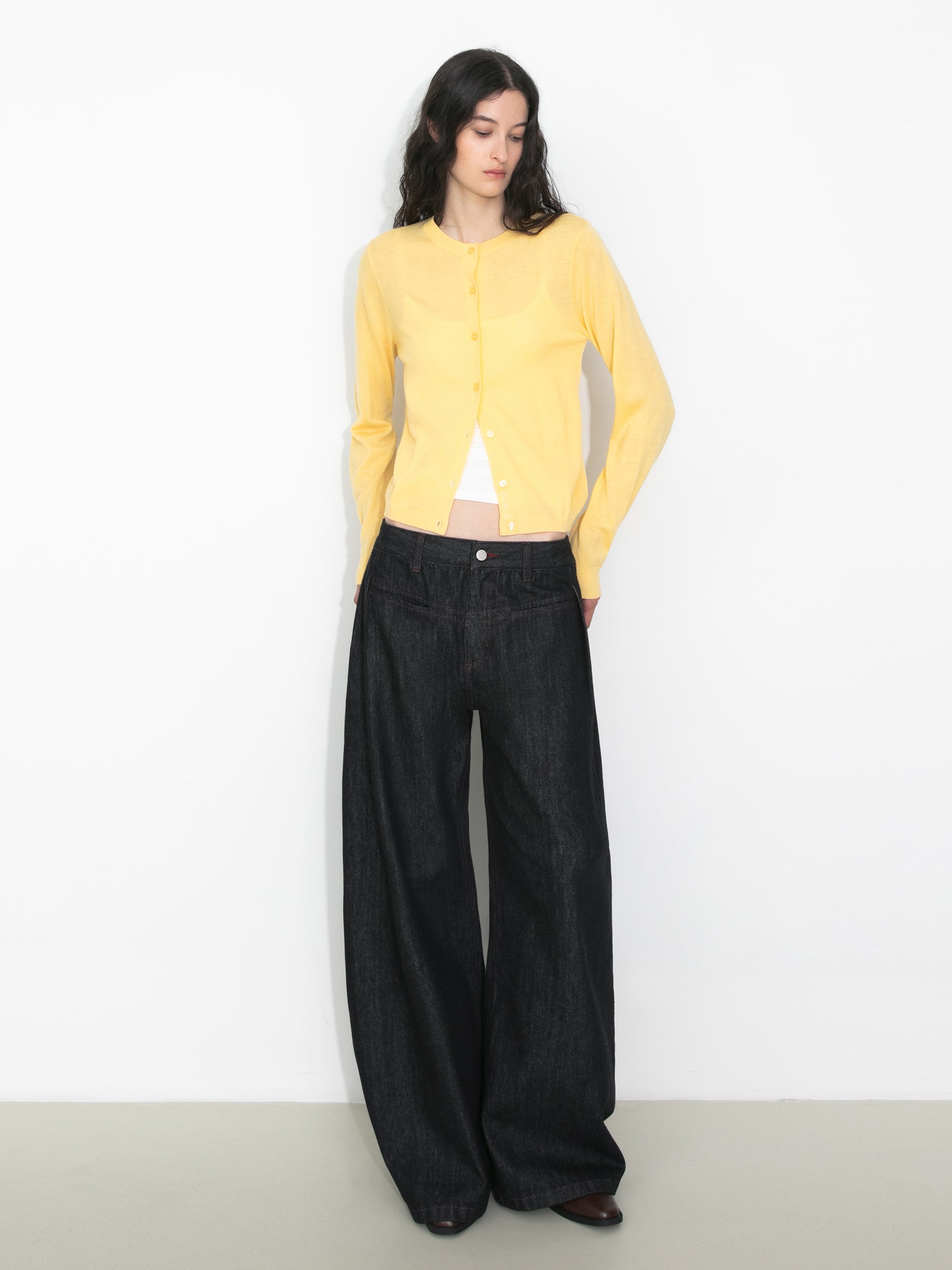 100% Wool Knit Cardigan with Crew Neck-8