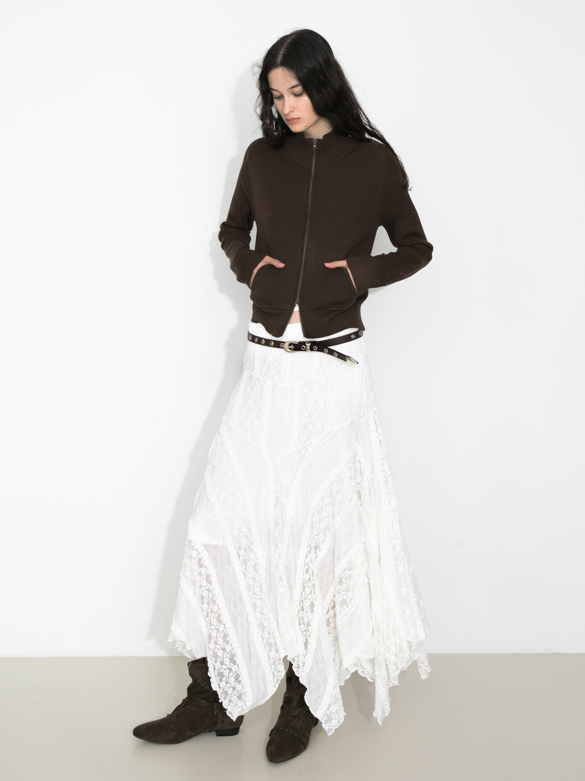 Two-Way Zip Layered Knit Jacket-8