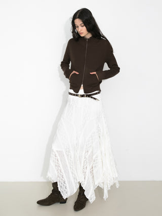Two-Way Zip Layered Knit Jacket