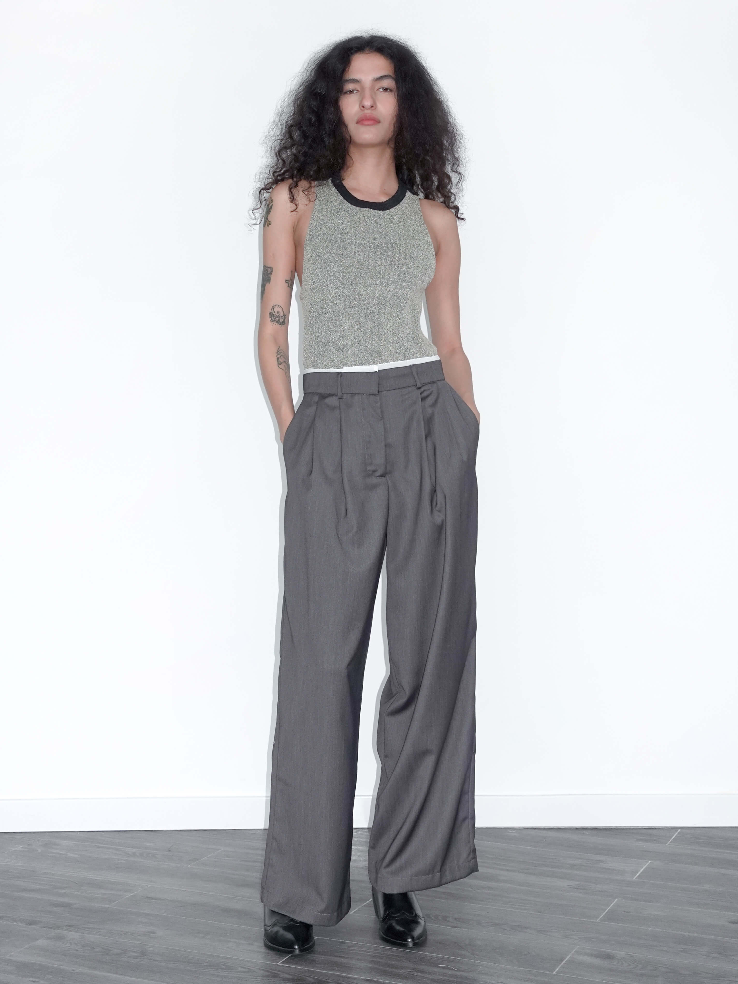 Slim Wide Leg Straight Casual Trousers-9