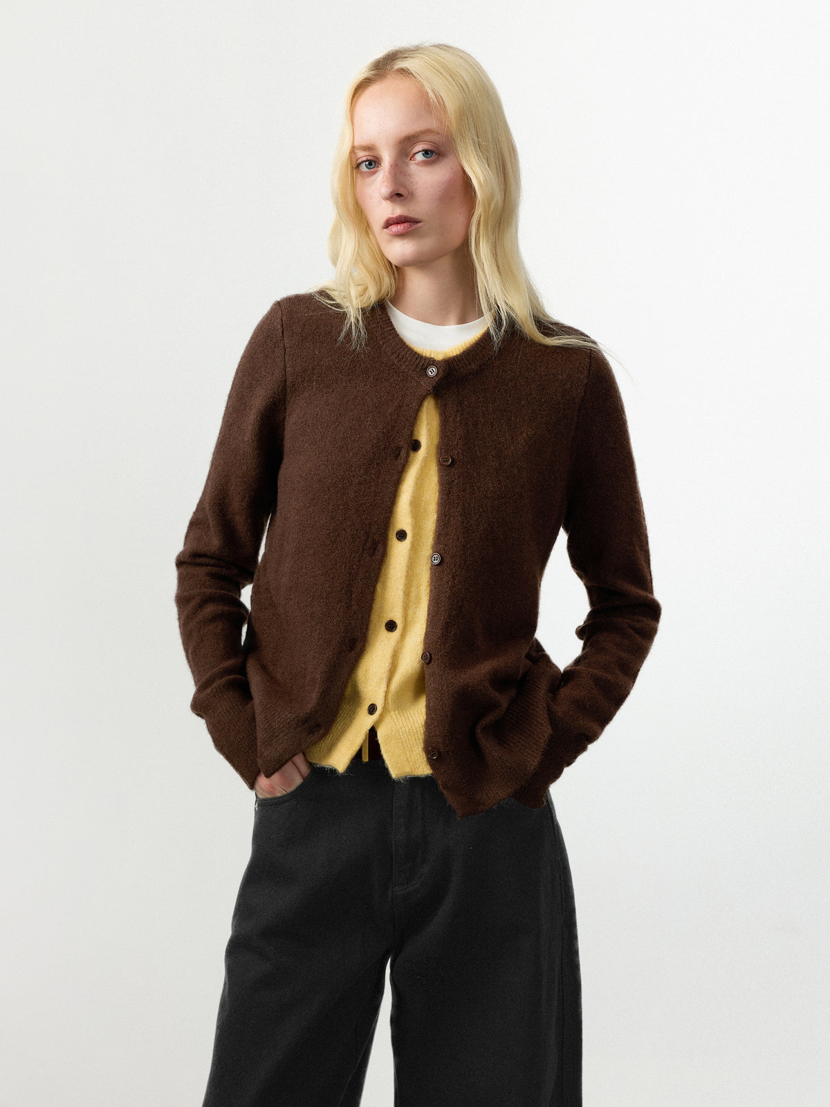 Crewneck Knit Button-Up Cardigan-8