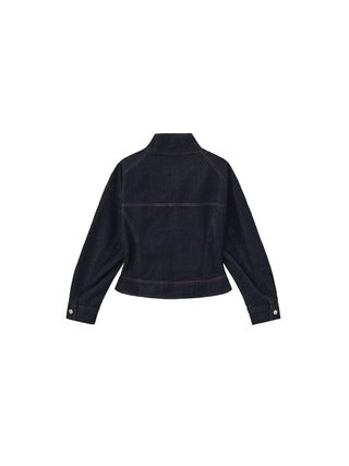 CUBIC Classic Stand Collar Fitted Denim Jacket