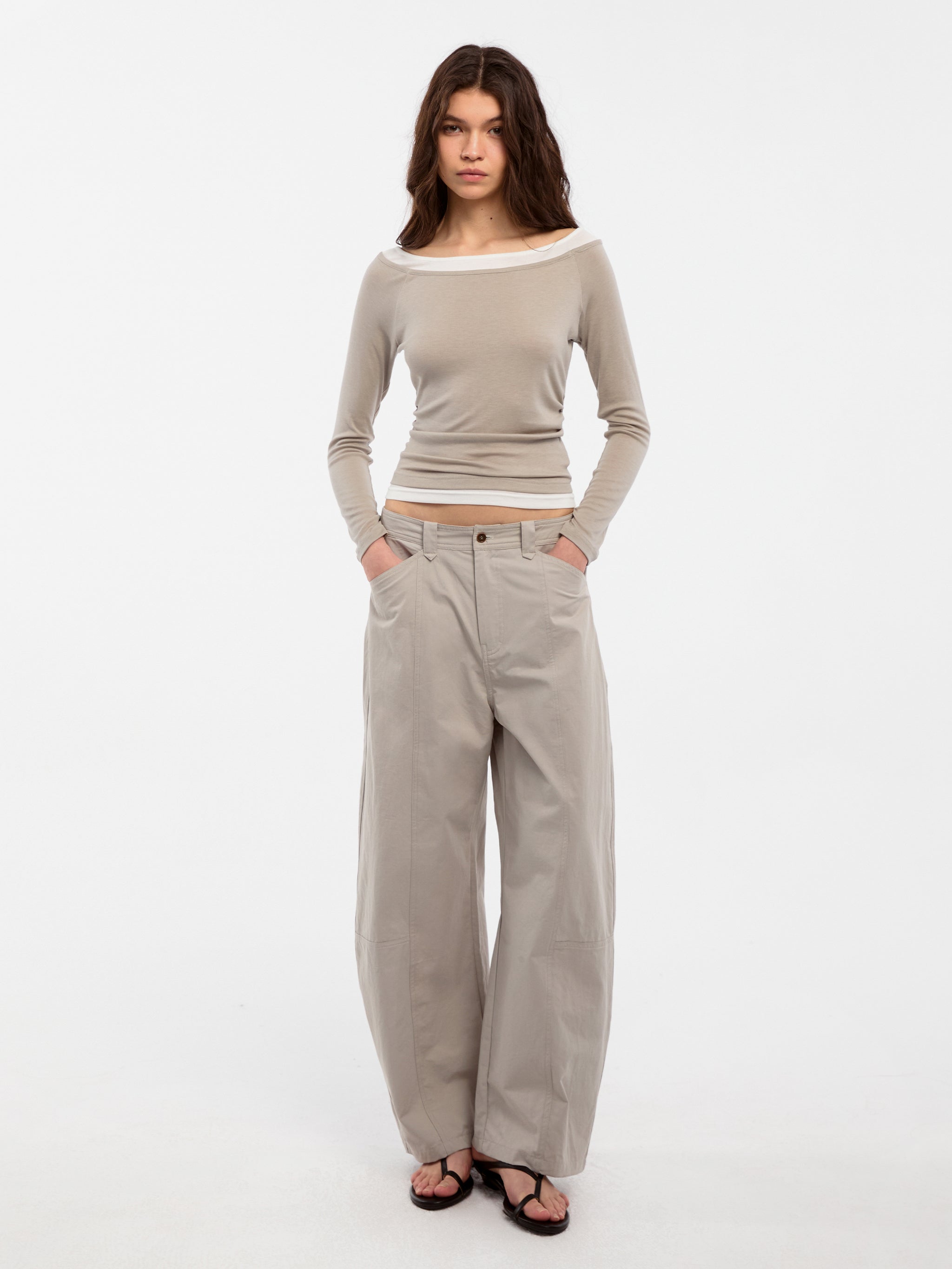 CUBIC Tencel Wool Blend Off-Shoulder T-Shirt-9
