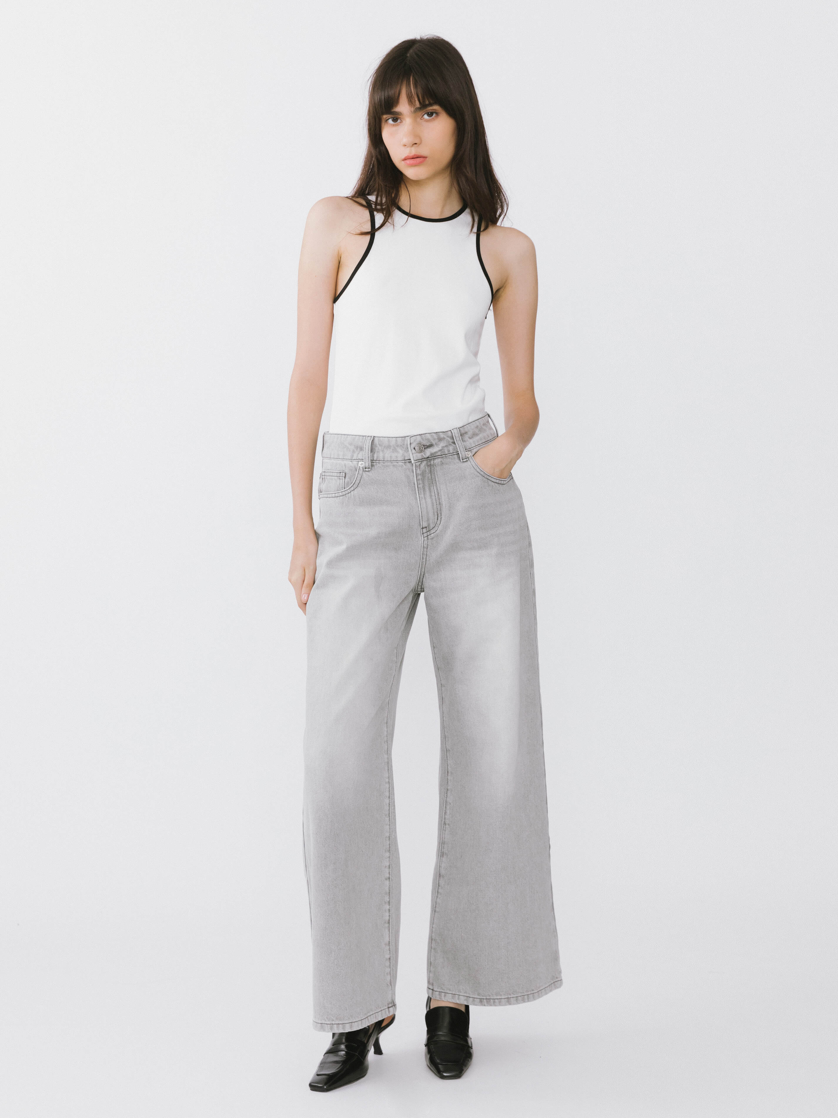 Contrast Cutaway Tank Top-8