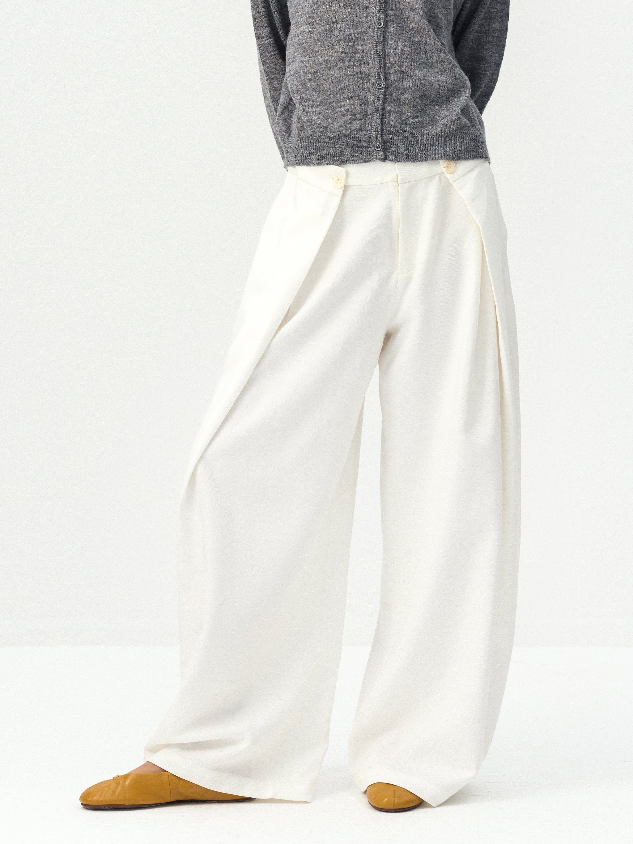 CUBIC Draped Wide Leg Trousers-8