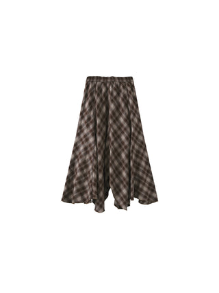 Vintage Plaid Asymmetric A-Line Skirt