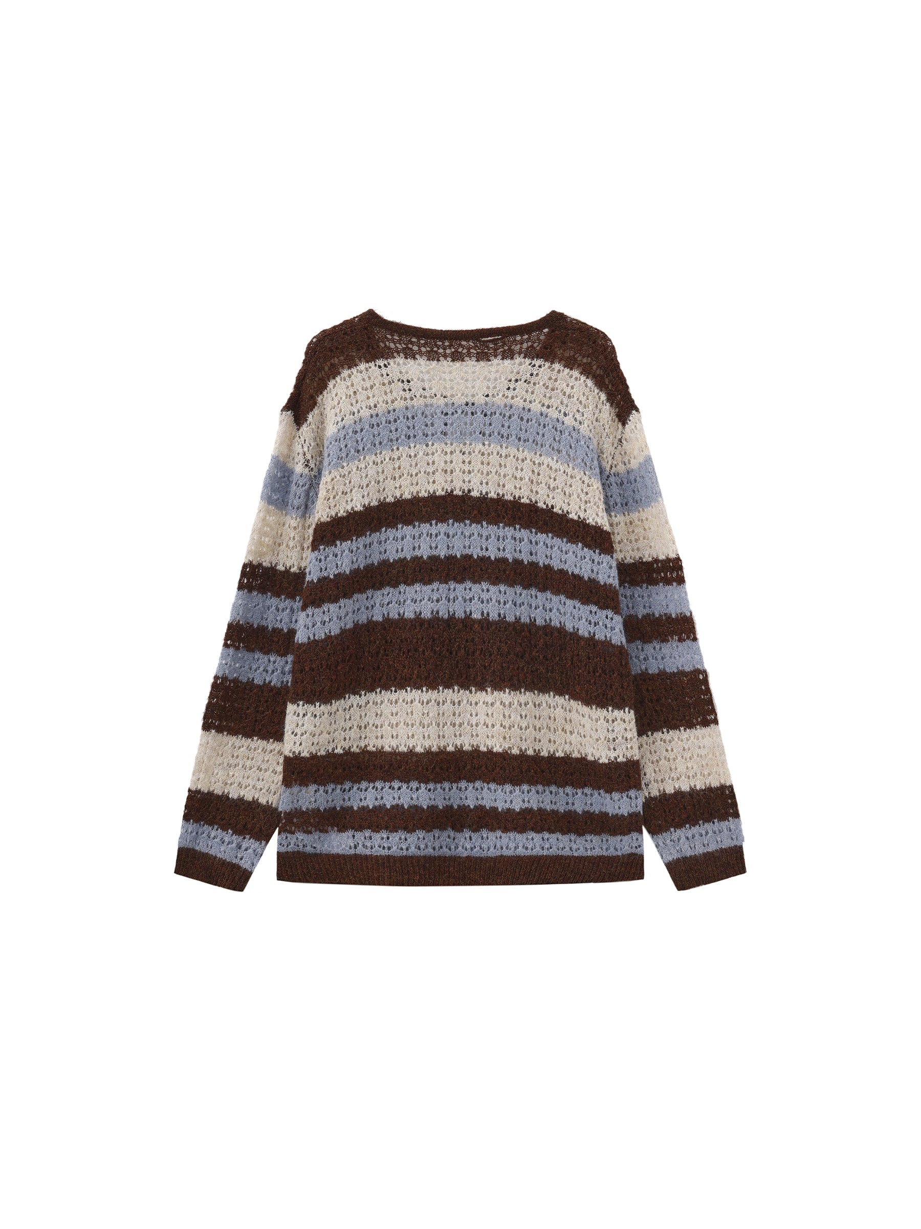 Striped Colour-Block Open-Knit Sweater-8