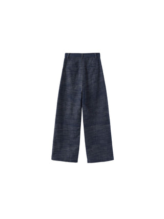 Linen-Cotton Lace Wide-Leg Straight Jeans