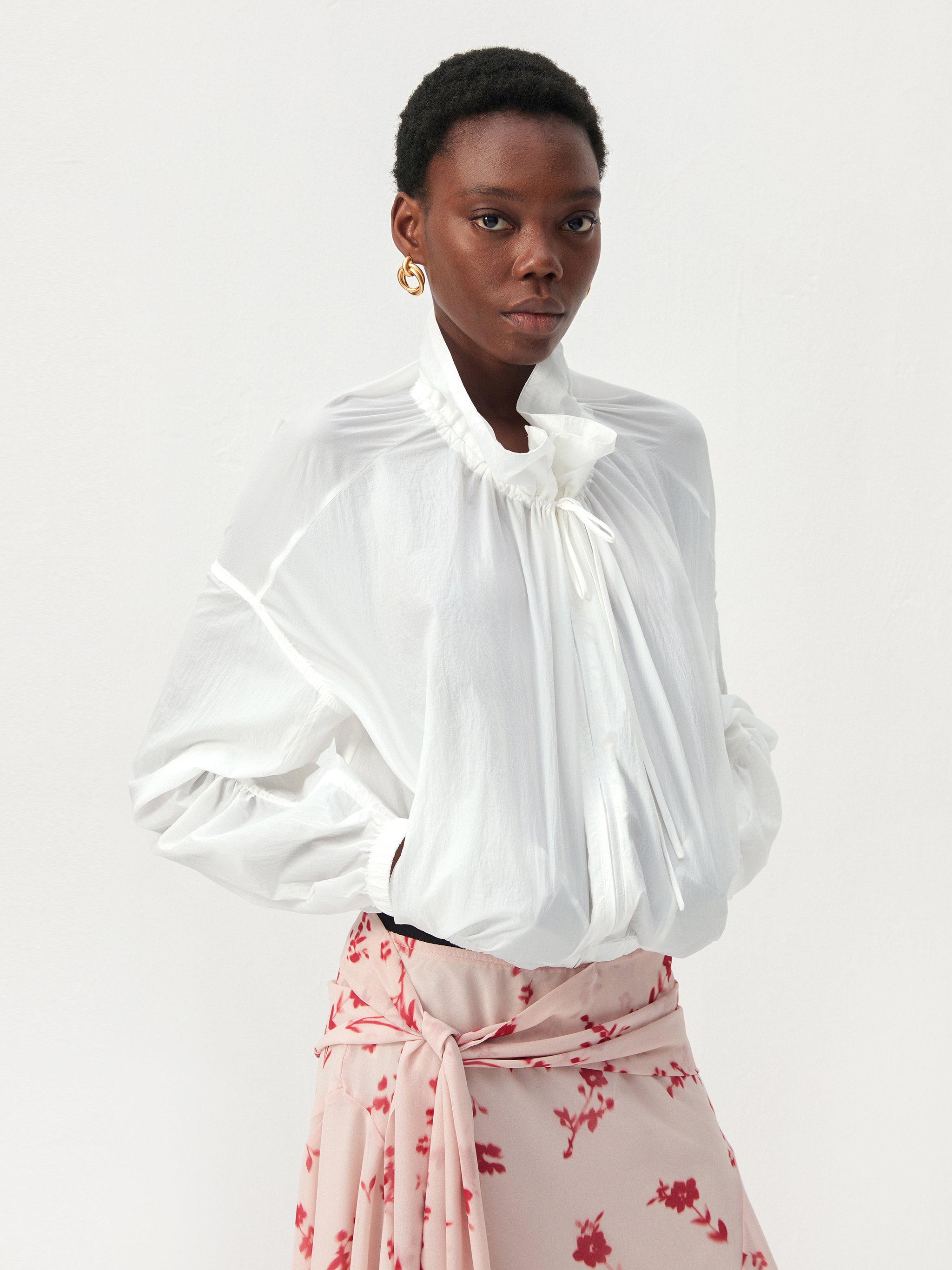 CUBIC Nylon Drawstring Collar Sheer Windbreaker Jacket-8