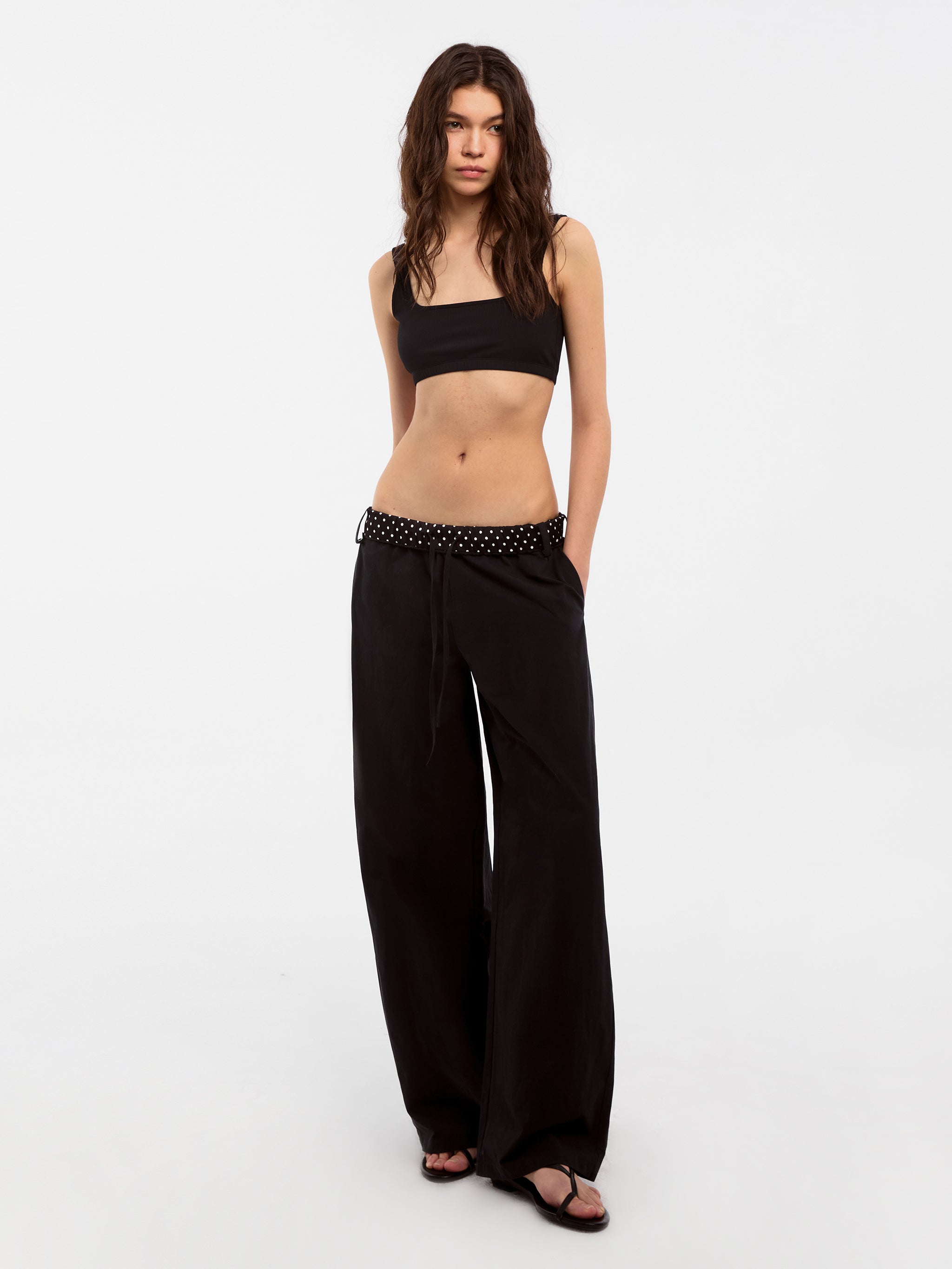 CUBIC Ruffled Waistband Two-Way Casual Pants-8