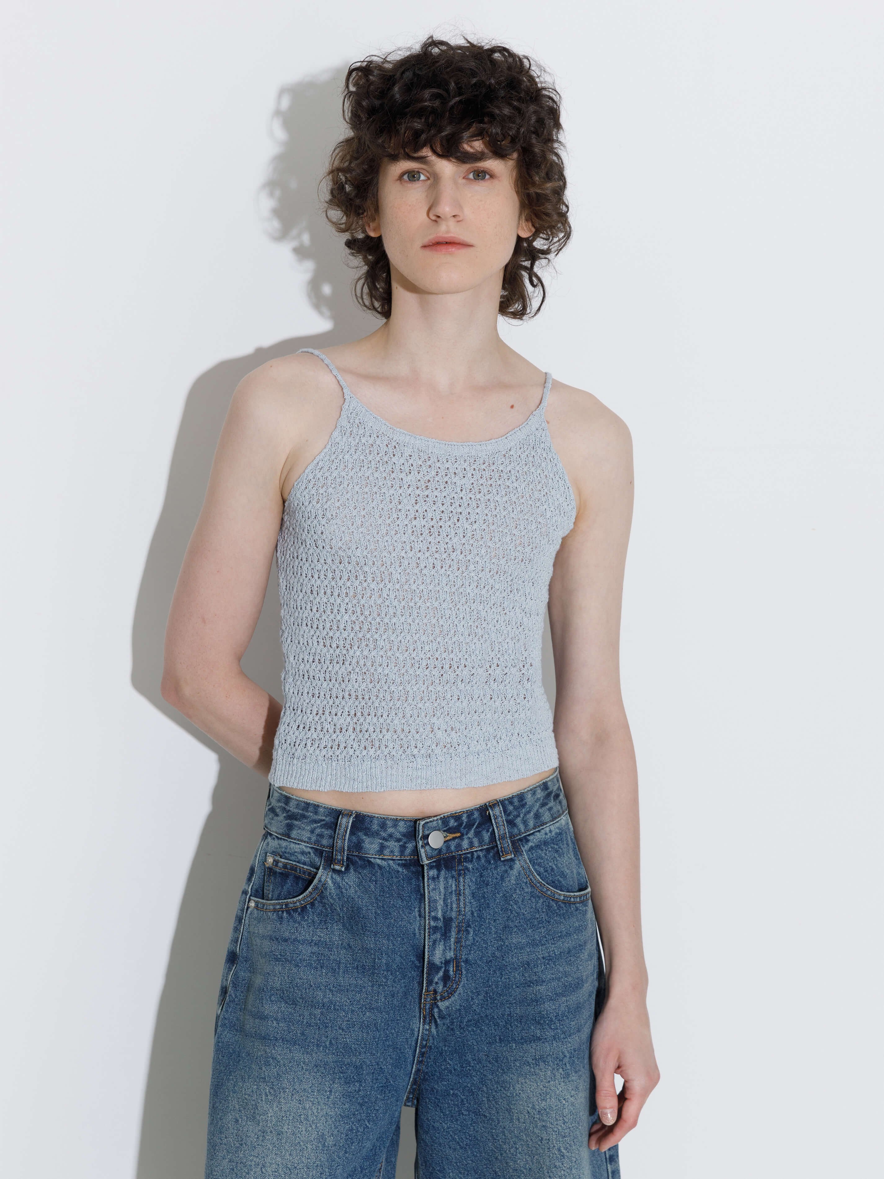Thin Strap Ribbed Knit Vest-9