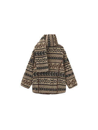Paisley Faux Shearling Padded Jacket