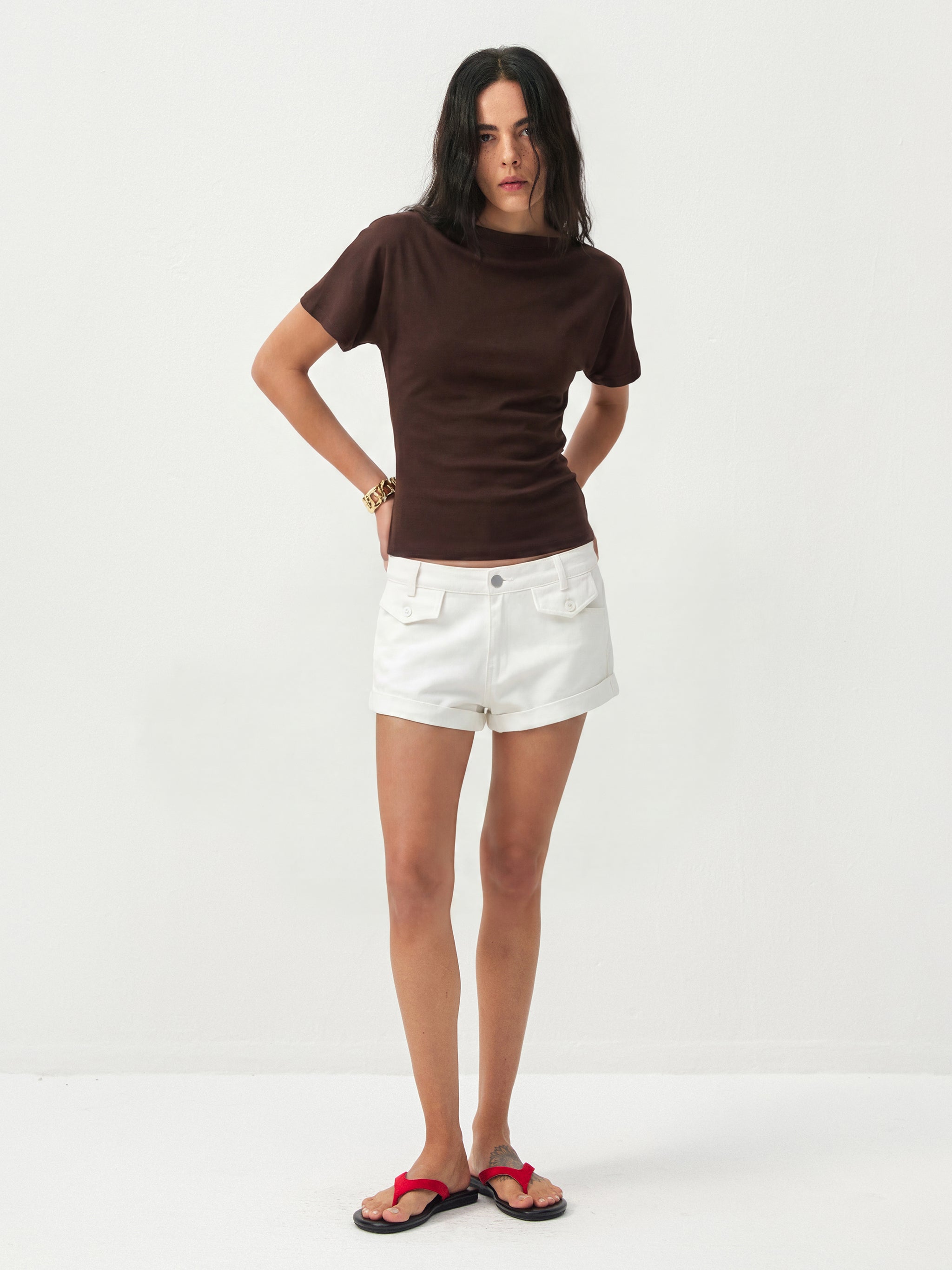 CUBIC Cotton-Blend Rolled-Cuff Utility Shorts-8