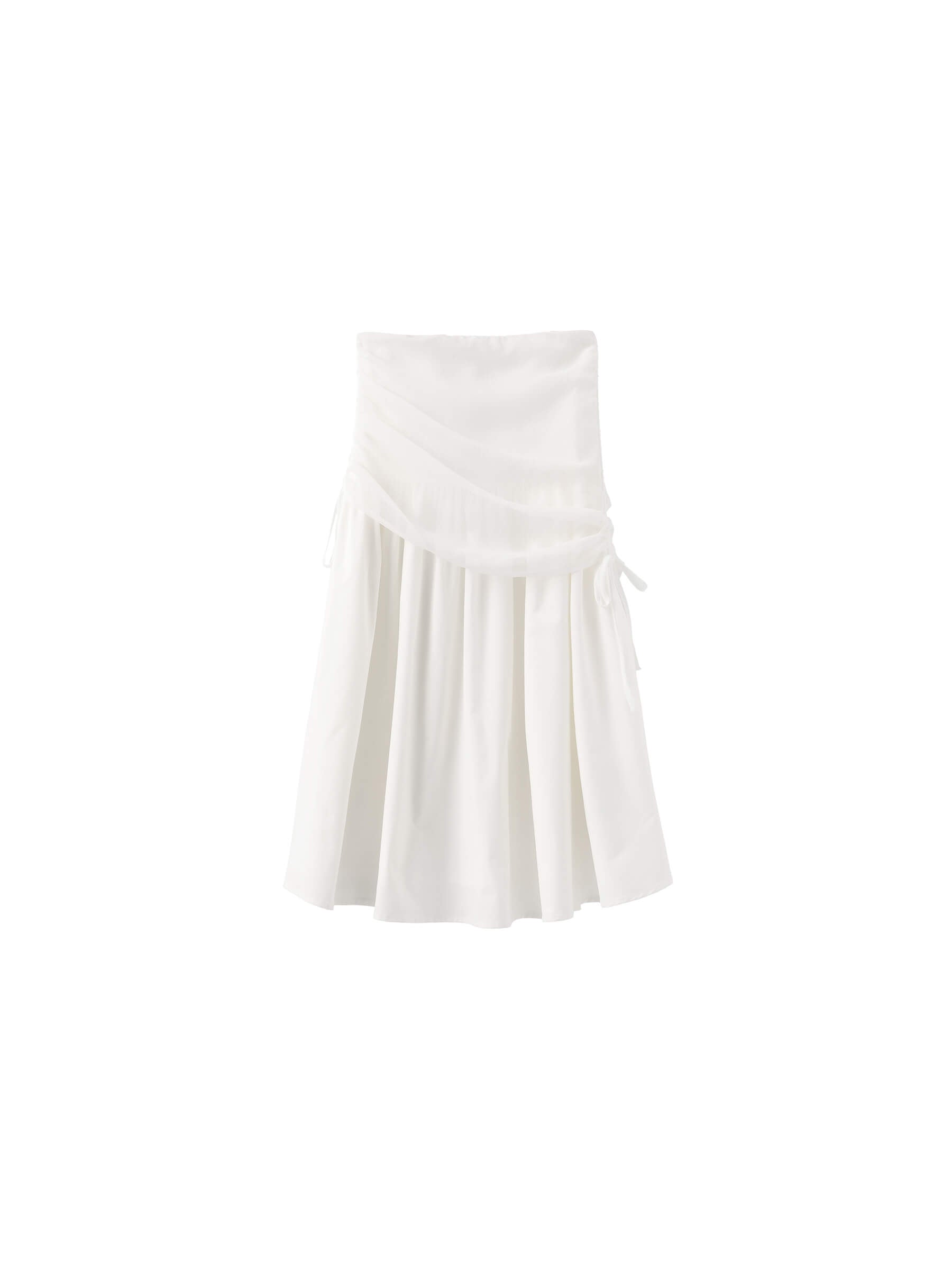 White Adjustable Semi-Bodycon A-Line Midi Skirt-10