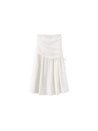 White Adjustable Semi-Bodycon A-Line Midi Skirt