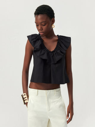 CUBIC Ruffle V-Neck Sleeveless Blouse