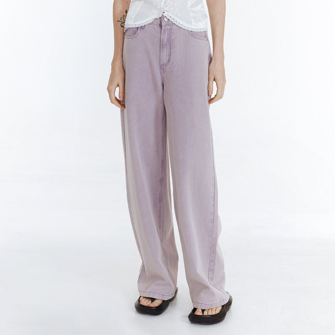 High Waist Loose Straight Washed Jeans-9