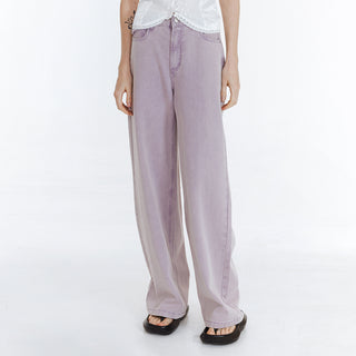 High Waist Loose Straight Washed Jeans