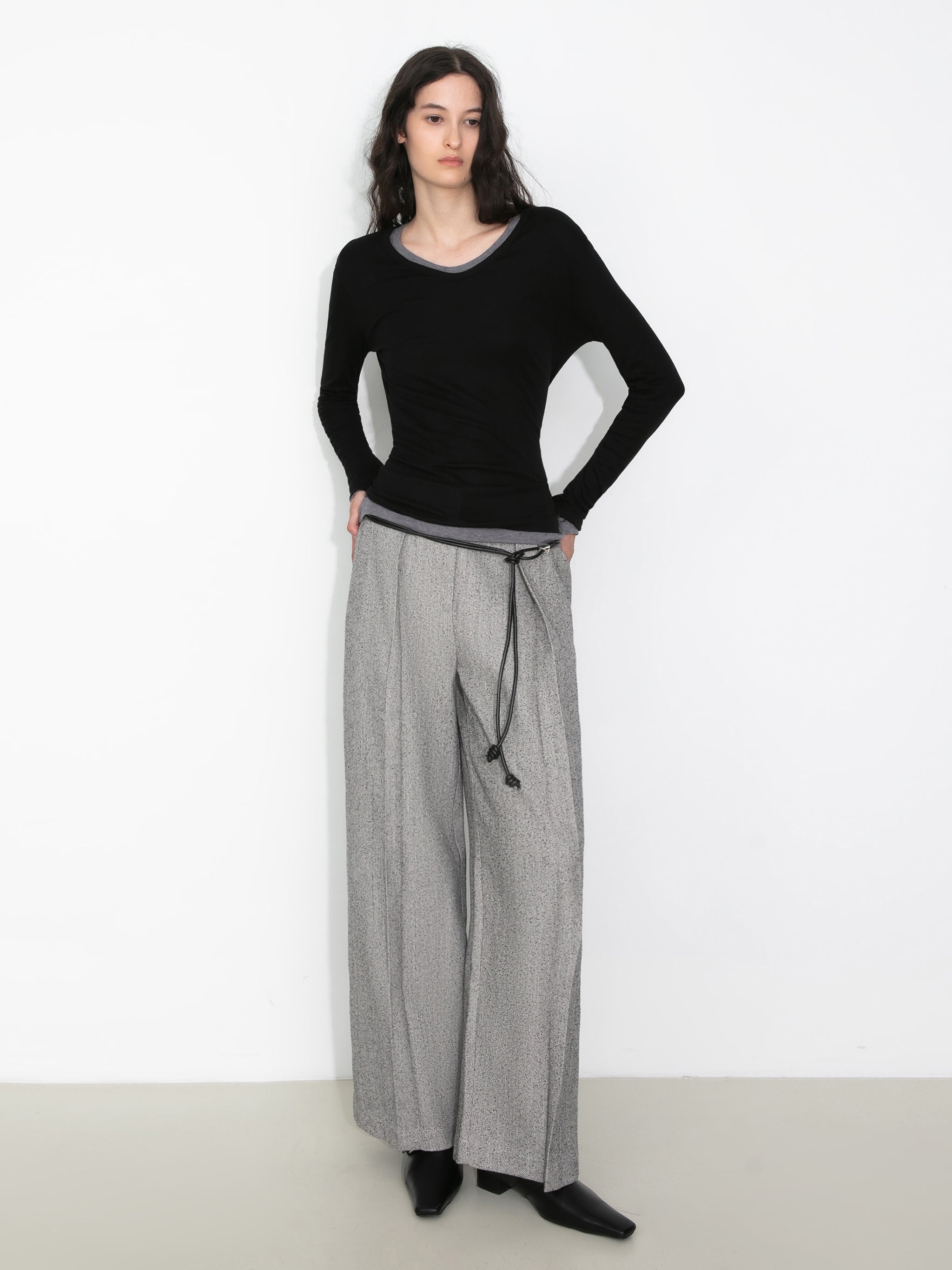 Draped Pleated Wide-Leg Pants-8