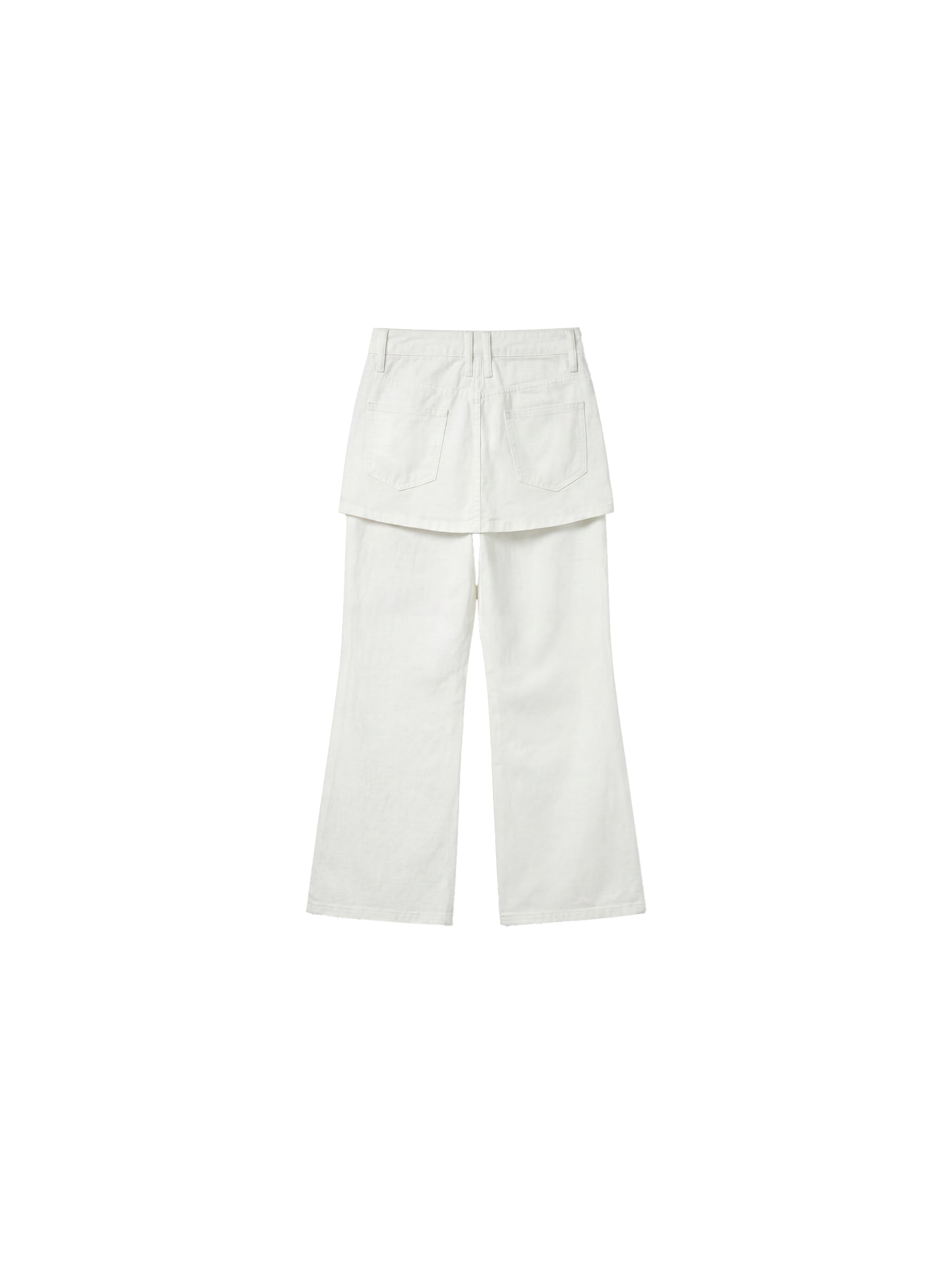 CUBIC Cotton-Blend Layered Skirt-Front Flare Trousers-8