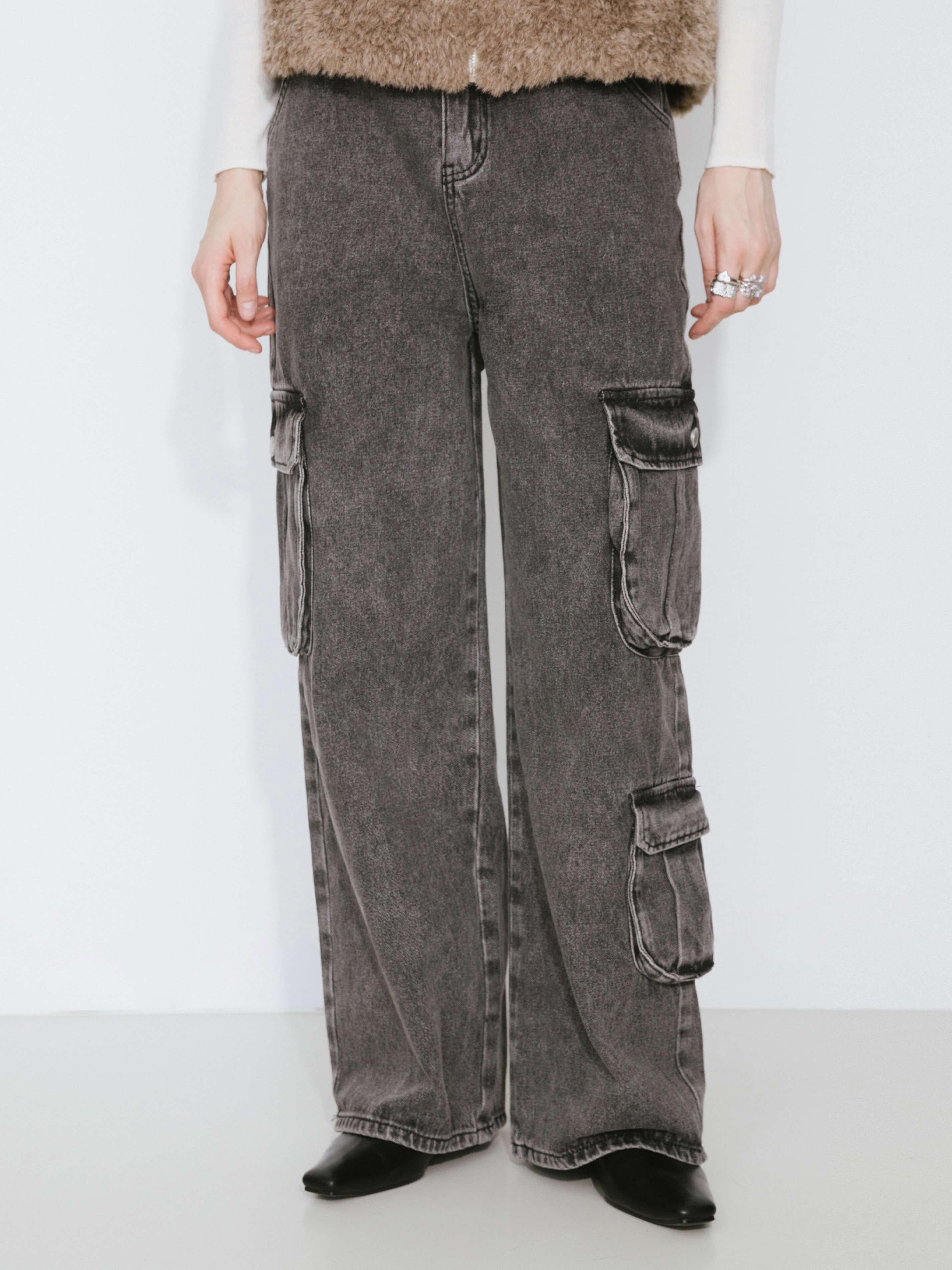 High Rise Cargo Jeans-7