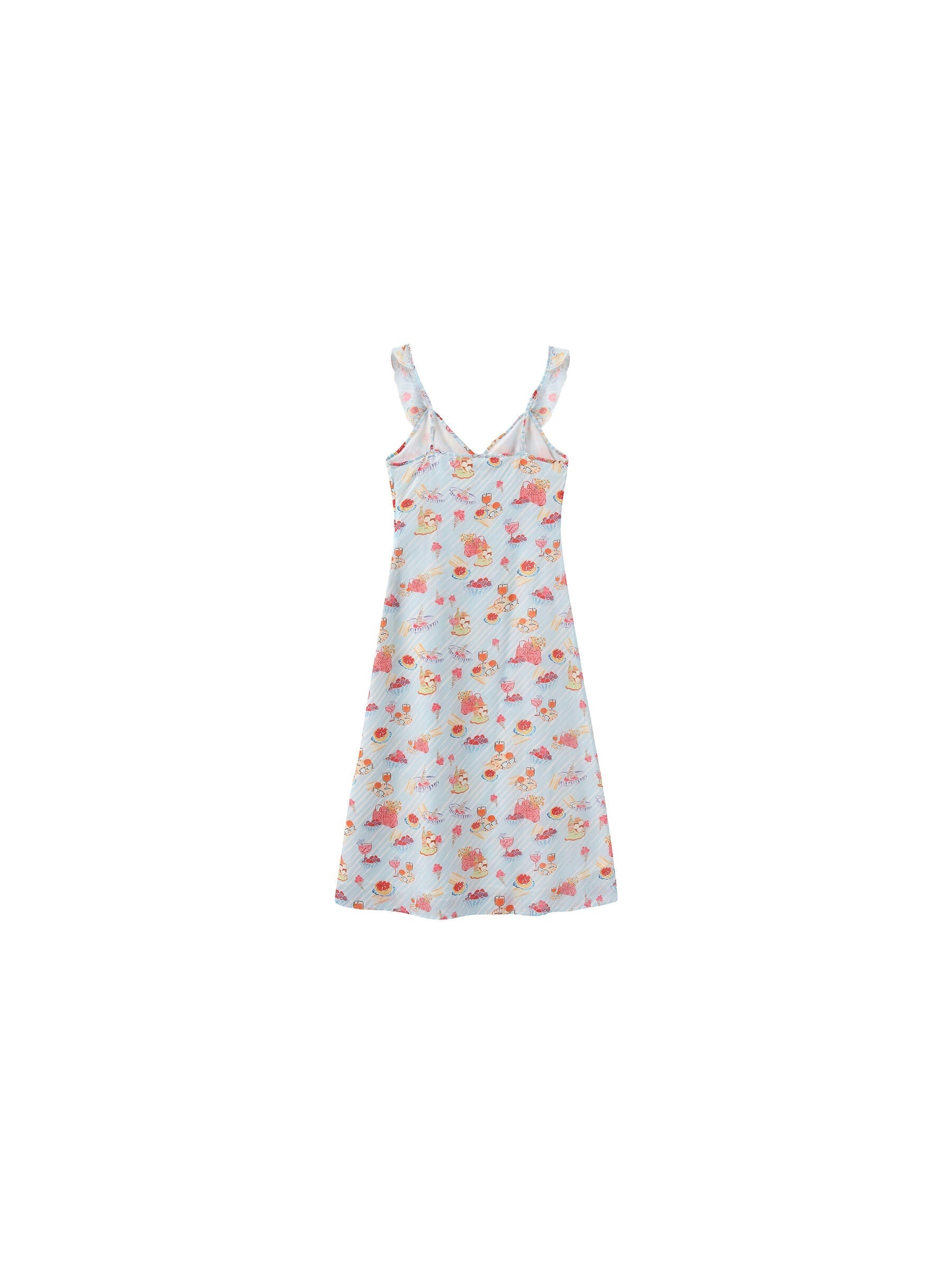 V-Neck Floral Ruffle Tie-Detail Slim Dress-11