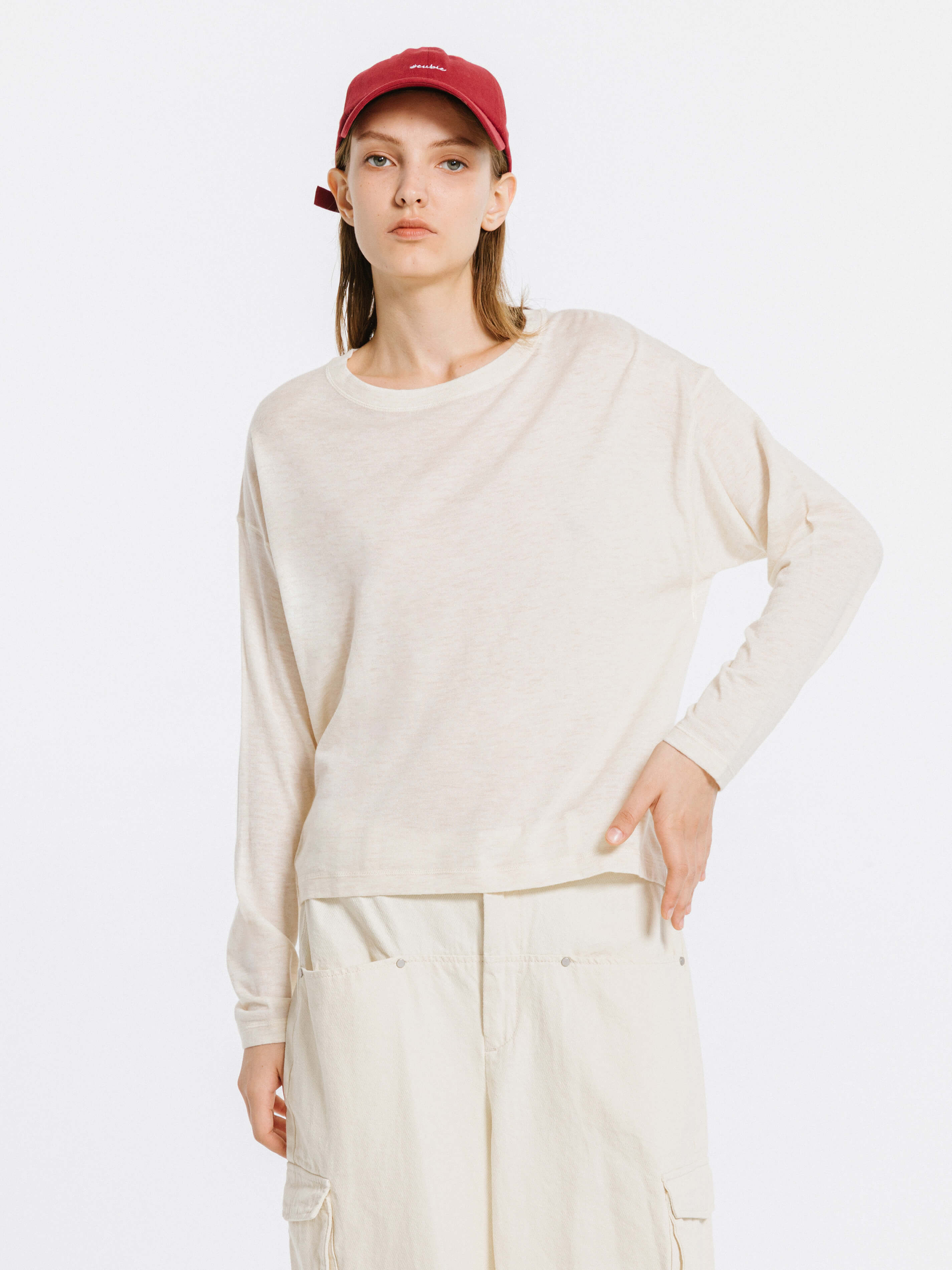 Crew Neck Long Sleeve Top with Wool Blend-9