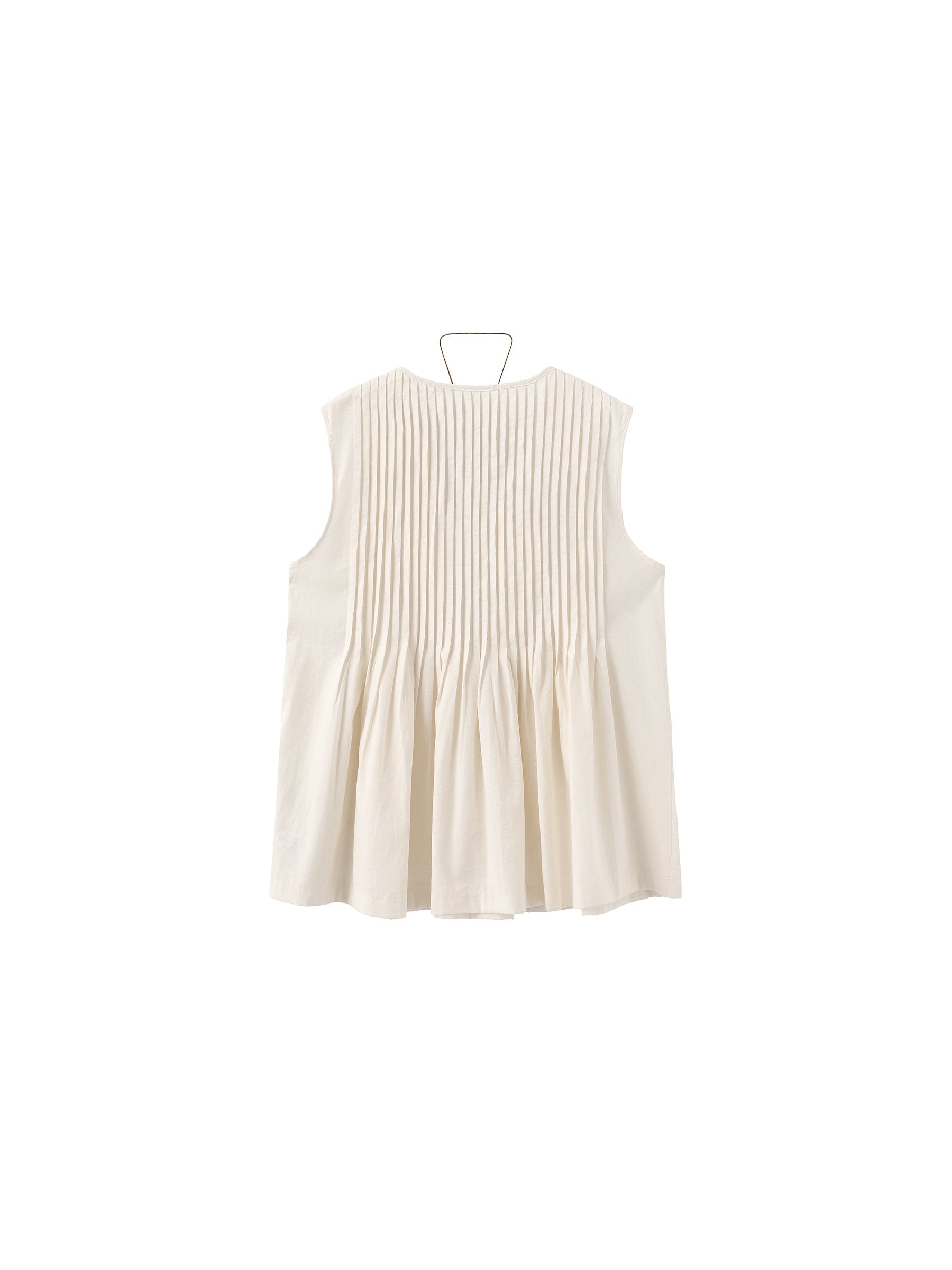 Pleated Sleeveless Blouse with Necklace-8