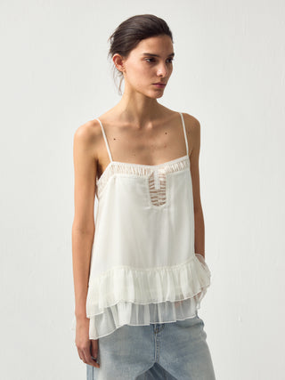 CUBIC Lace V-Neck Ruffle Floral Camisole