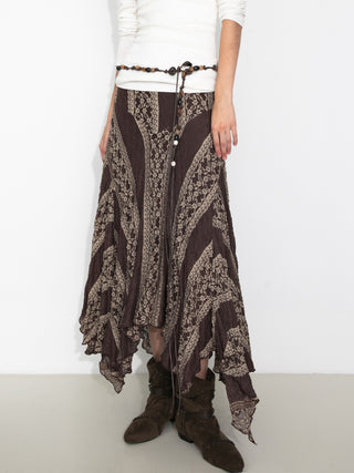 Chiffon Knit Asymmetric Maxi Dress