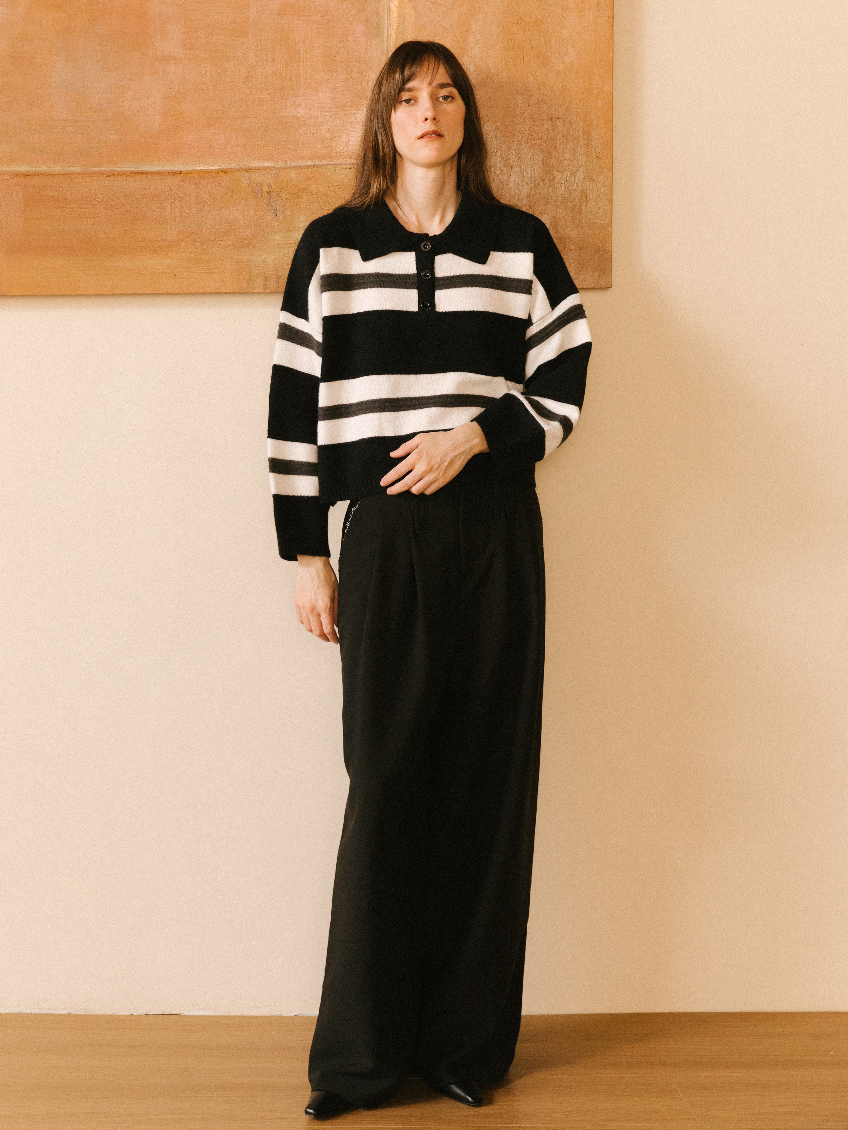 Oversized Contrast Striped Sweater-9