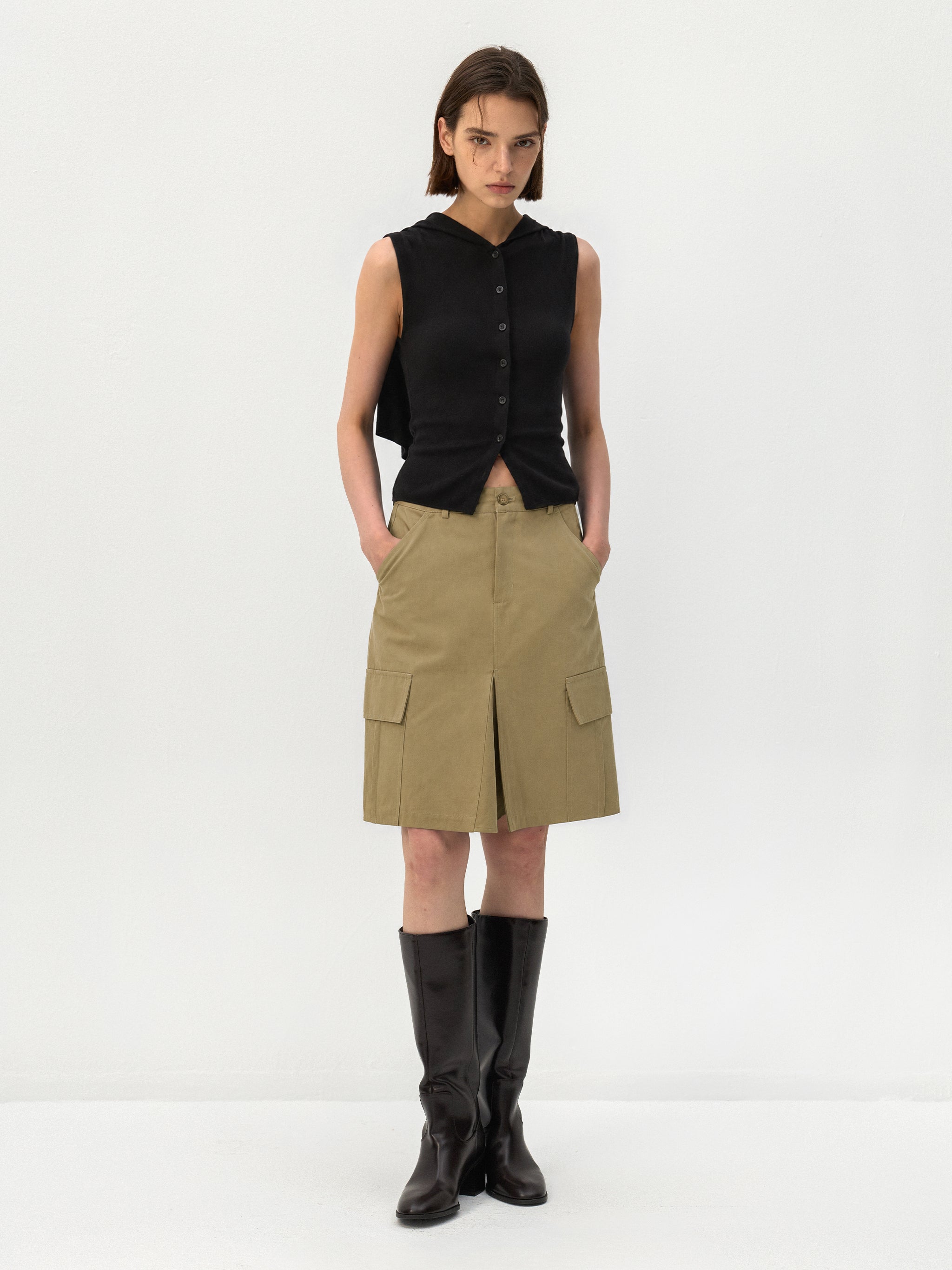 CUBIC Cape-Style Button Front Top-8