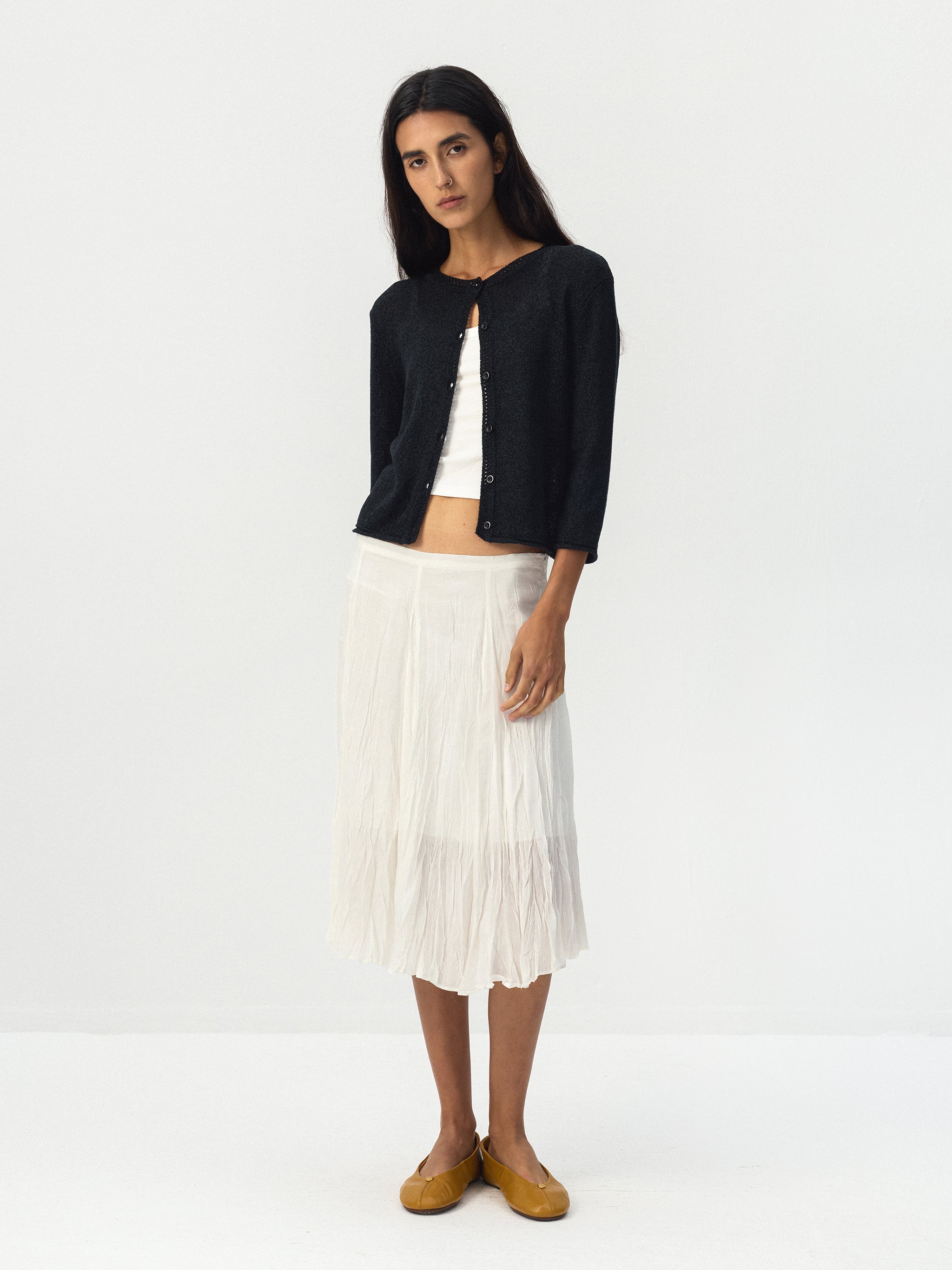 CUBIC Crinkled Pleated Midi Skirt-8