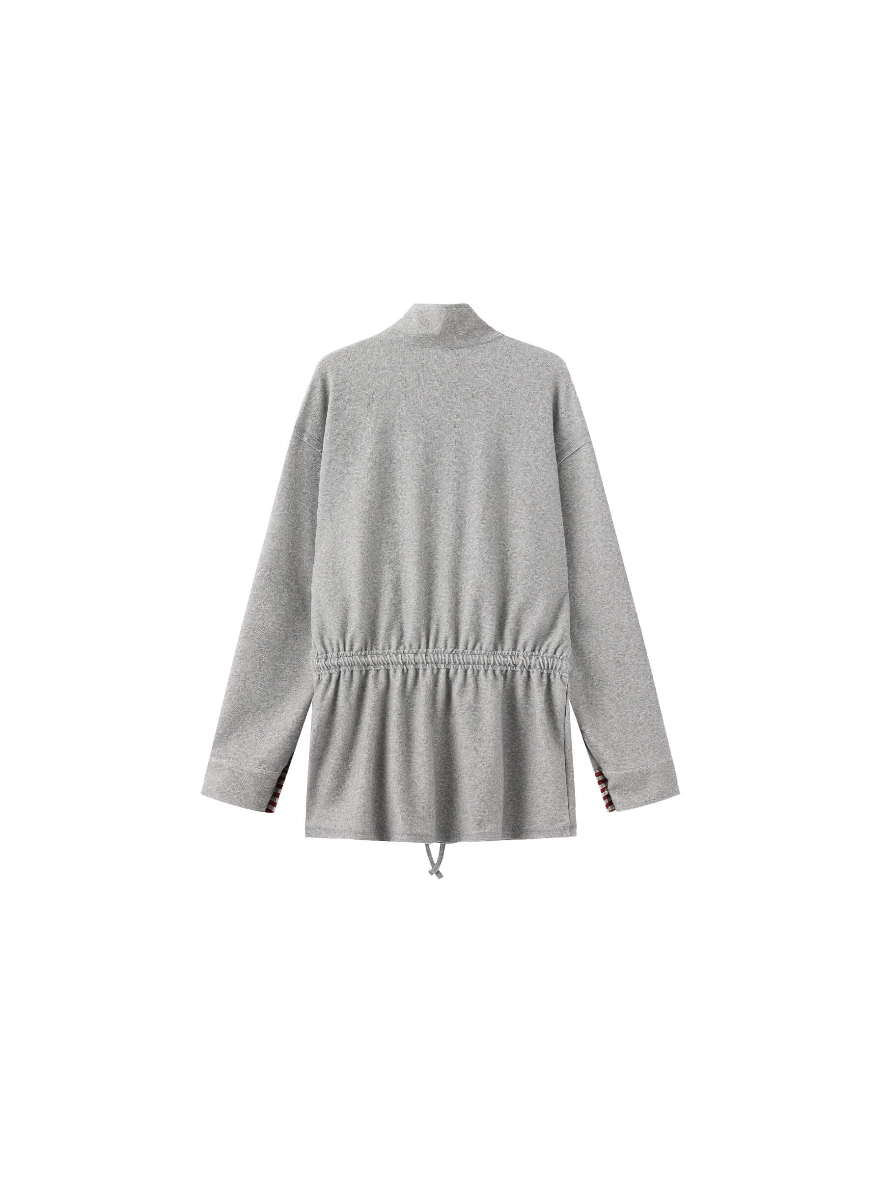 Long Sleeve Color-Block Drawstring Waist Polo Shirt-9