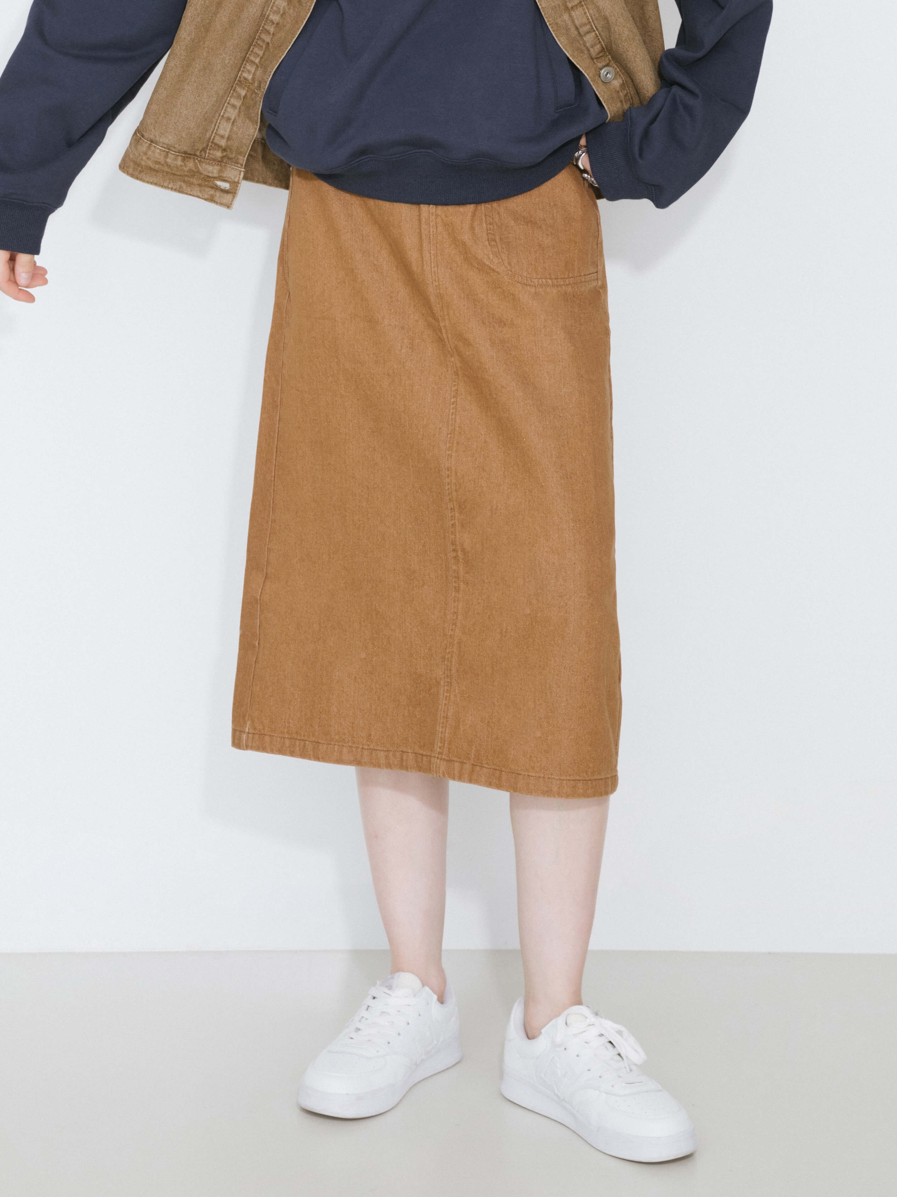 Denim Elasticated Maxi Skirt-7