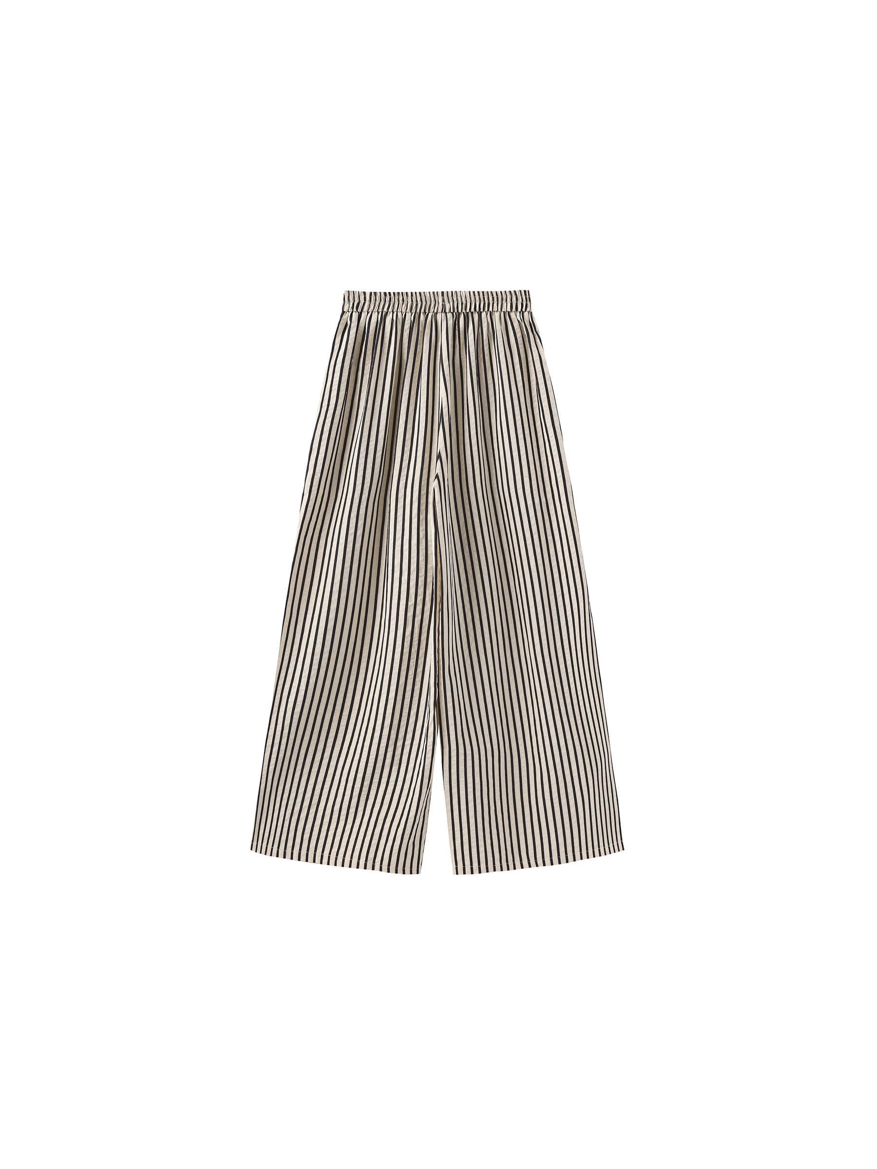 Elastic Waist Striped Straight Trousers-9