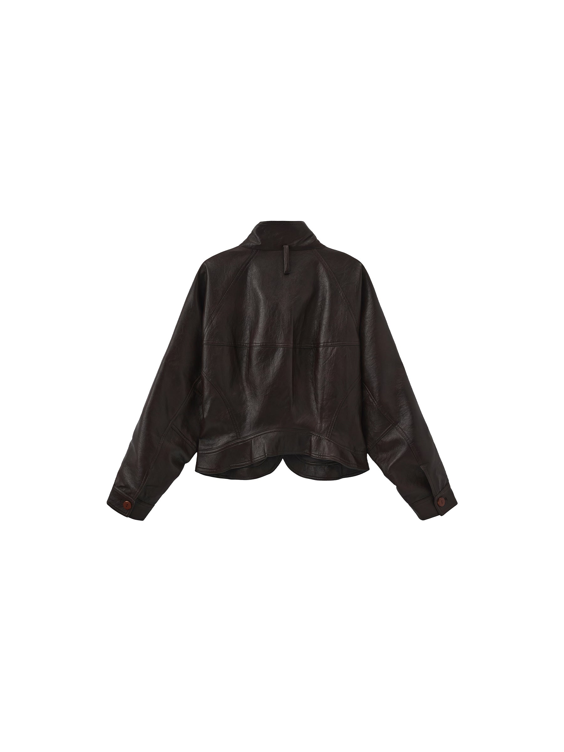 Curved Sleeve Faux Leather Jacket-8