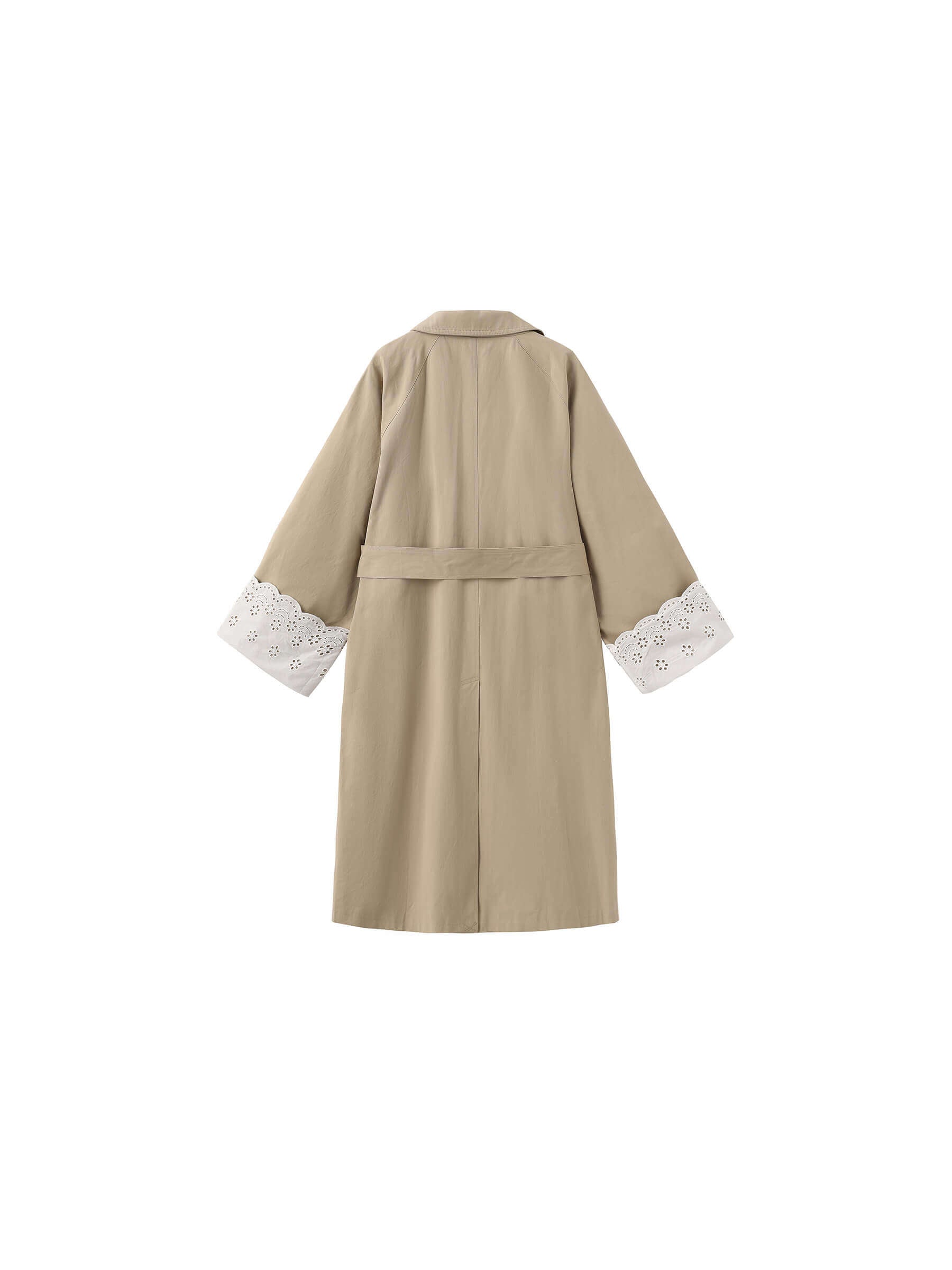Oversized Thin Trench Coat with Lace Cuffs-9