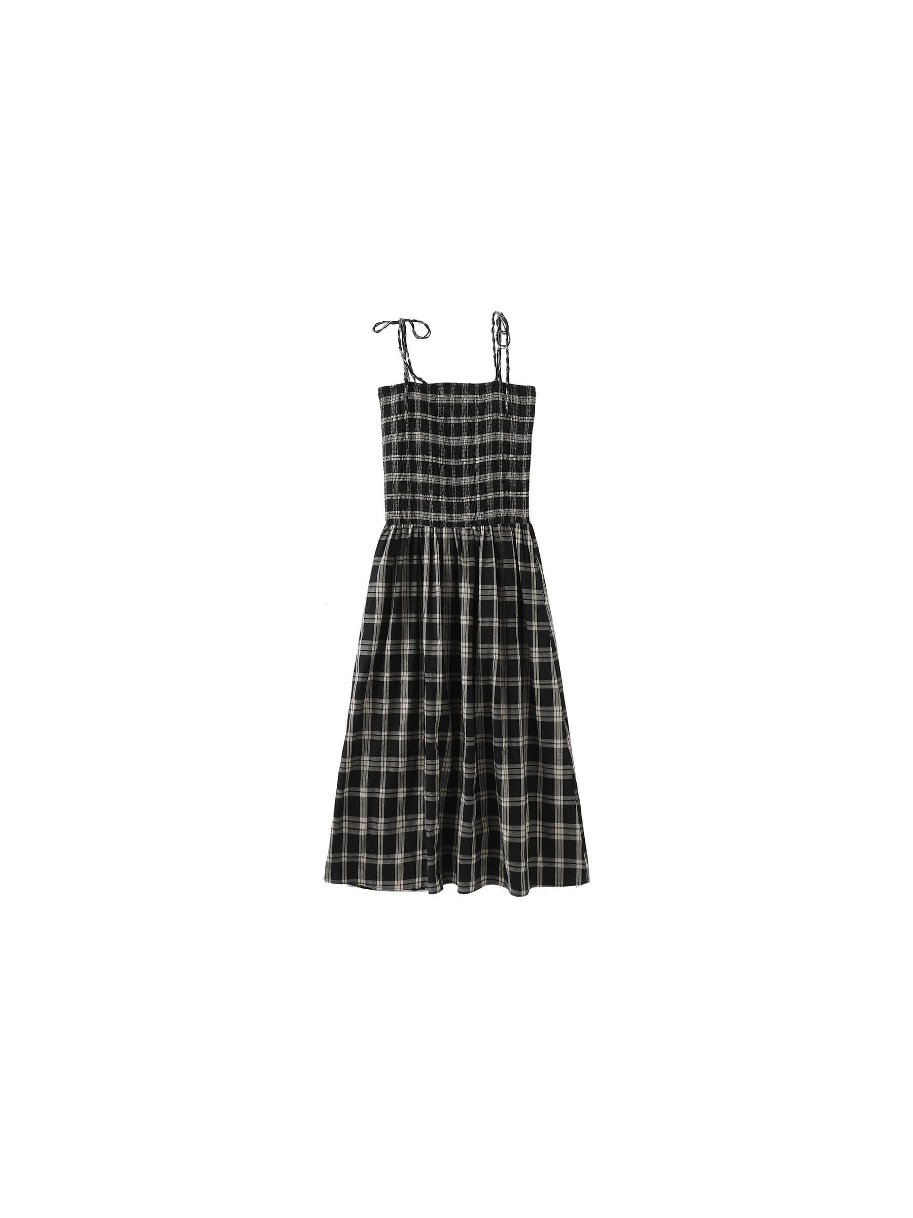 Pure Cotton Plaid Sling Dress-9
