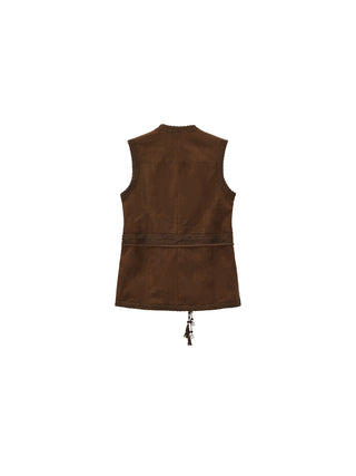 Faux Suede Panelled Vest Top