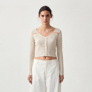 CUBIC Contrast Wool Blend Lace Cardigan