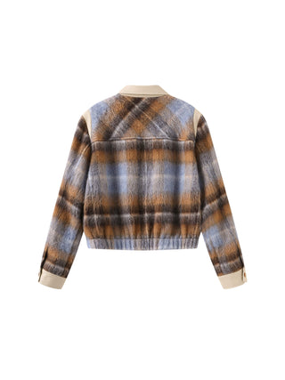 Wool Tartan and Faux Leather Jacket