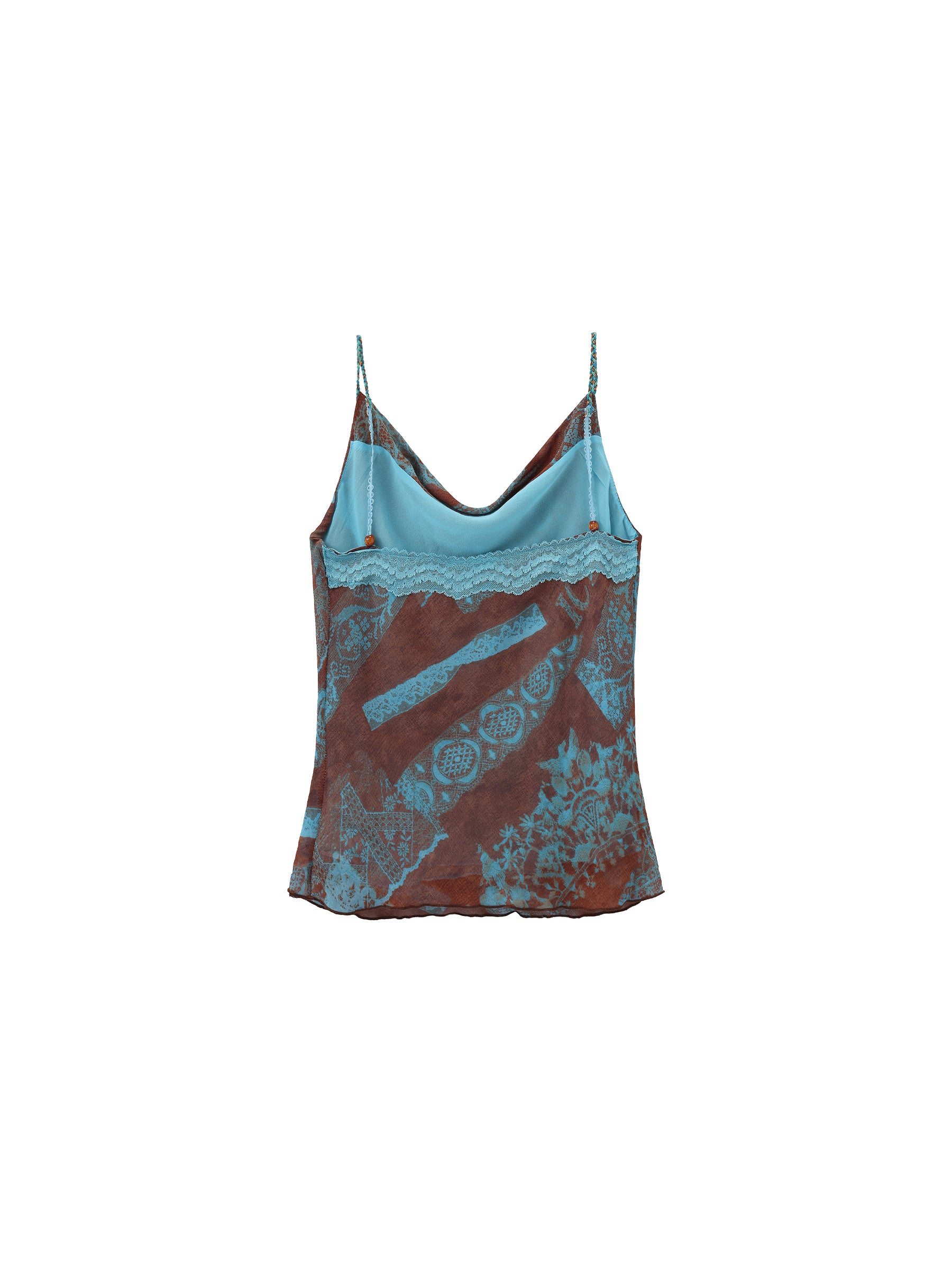 Print Satin Cowl Neck Cami Top-8