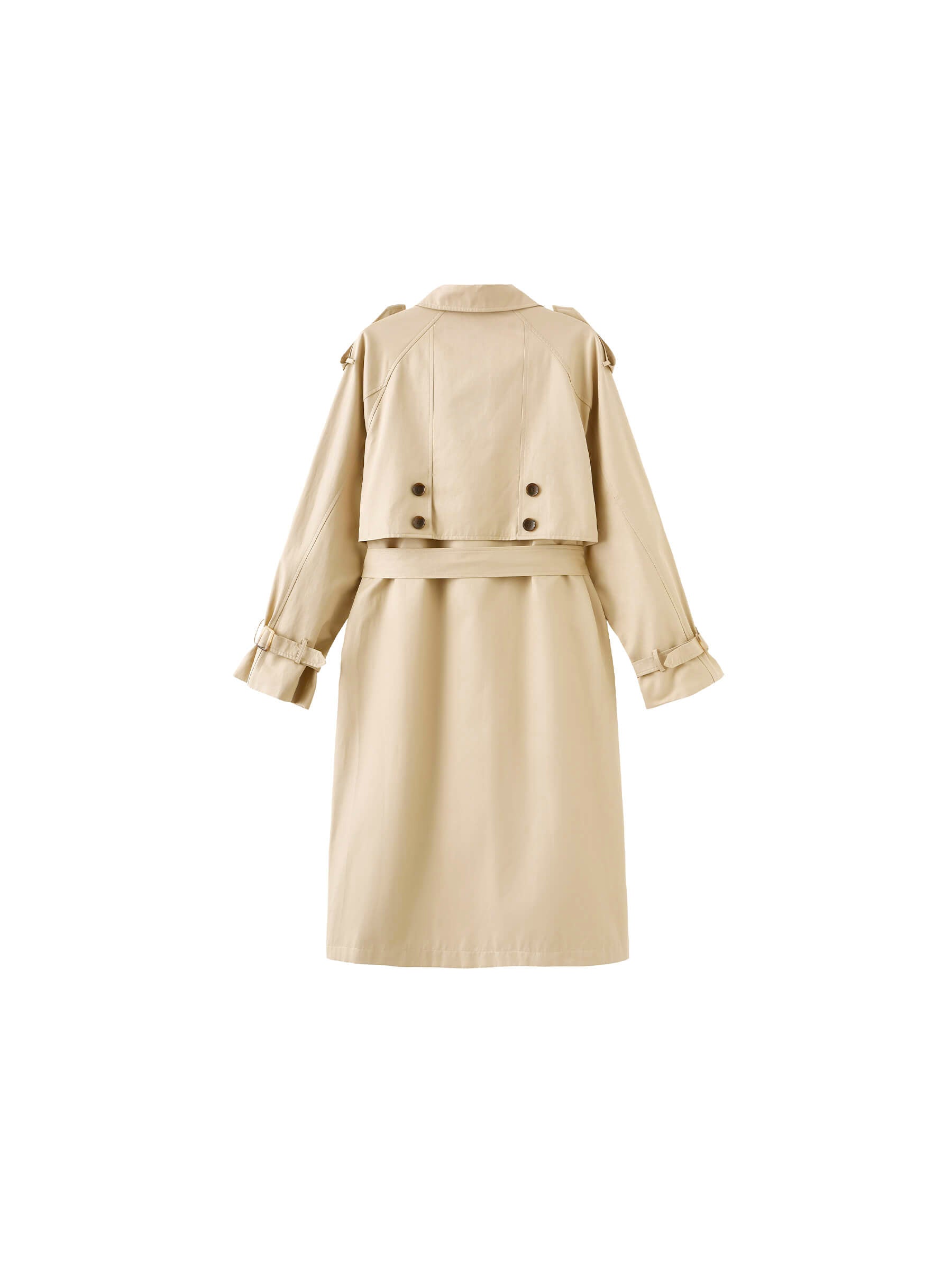 Double Breasted Cotton Blend Trench Coat-9