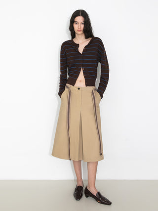Striped Contrast Long-Sleeve Knit Cardigan